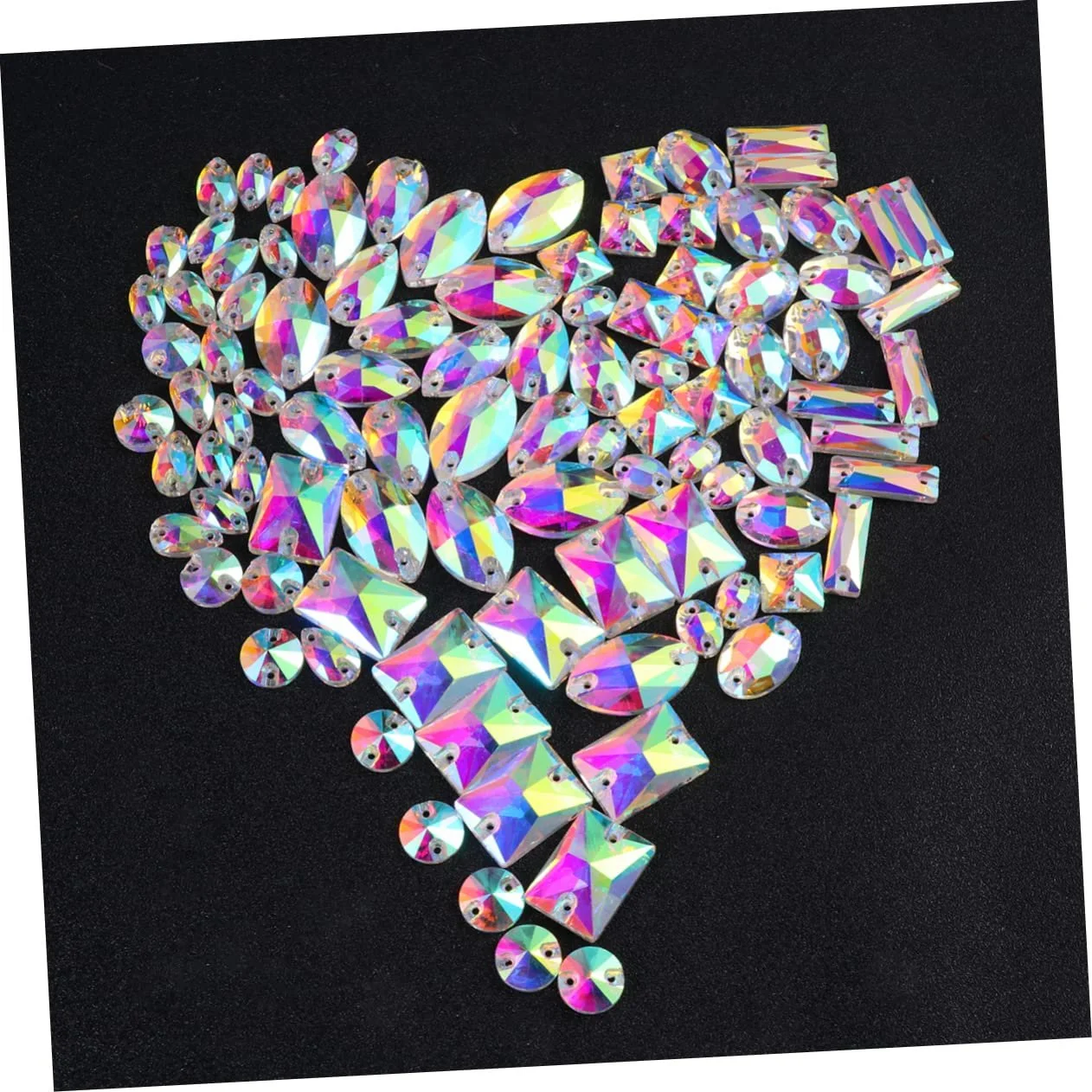 Стразы 100 шт. пришивные, разные формы, стразы с плоской задней частью, цветные стеклянные стразы, подвески-стразы для детских поделок, хрустальные стеклянные стразы для одежды, фото №2