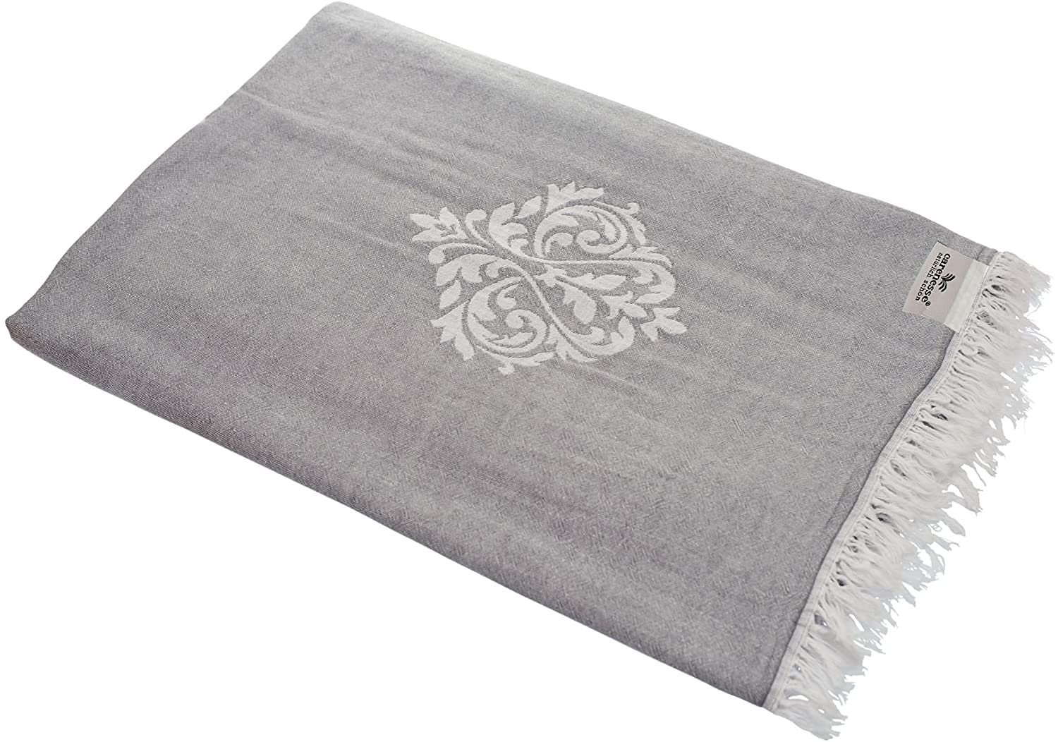 Покривало Carenesse Baroque Сіро-білий, 180 x 220 см, 100% бавовна, двостороннє, високоякісне жакардове плетіння, попередньо випране, фото №1 Покривало Carenesse Baroque Сіро-білий, 180 x 220 см, 100% бавовна, двостороннє, високоякісне жакардове плетіння, попередньо випране, фото №1