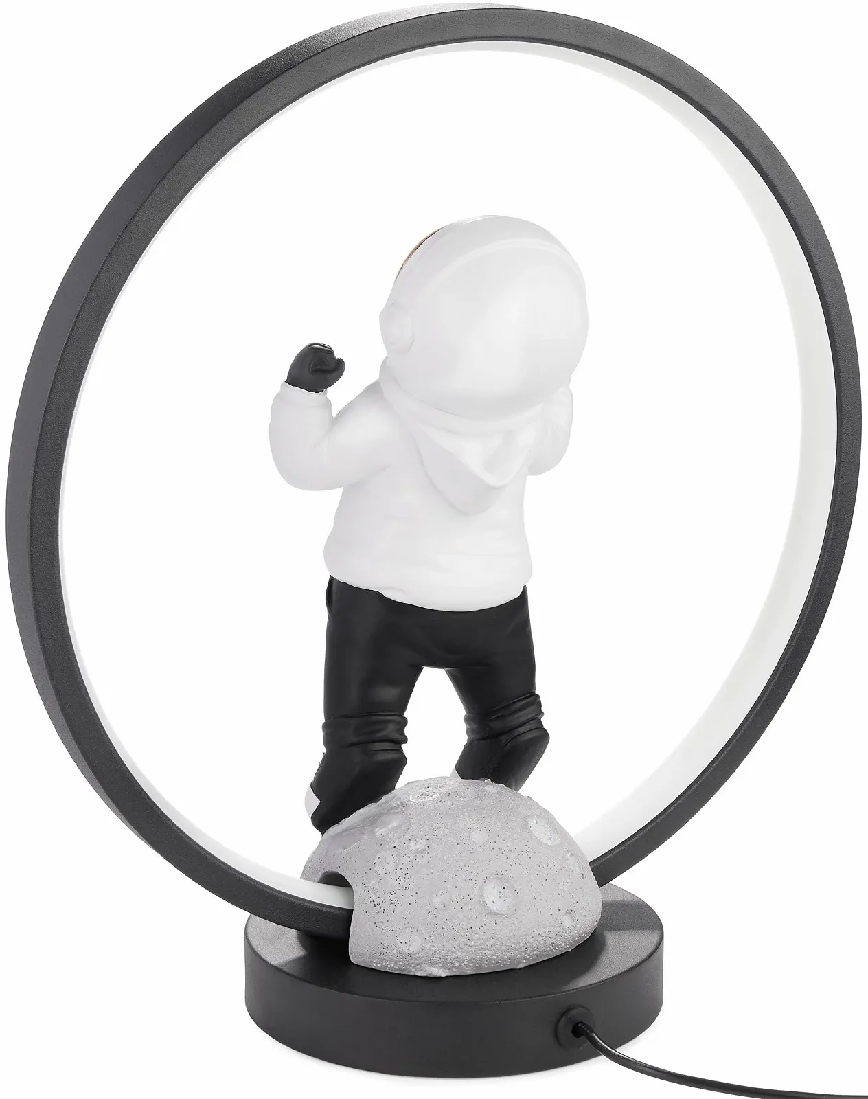 Настільна лампа BRUBAKER Астронавт з худі та золотистим хромованим шоломом LED Ring USB-C 33 см, фото №5