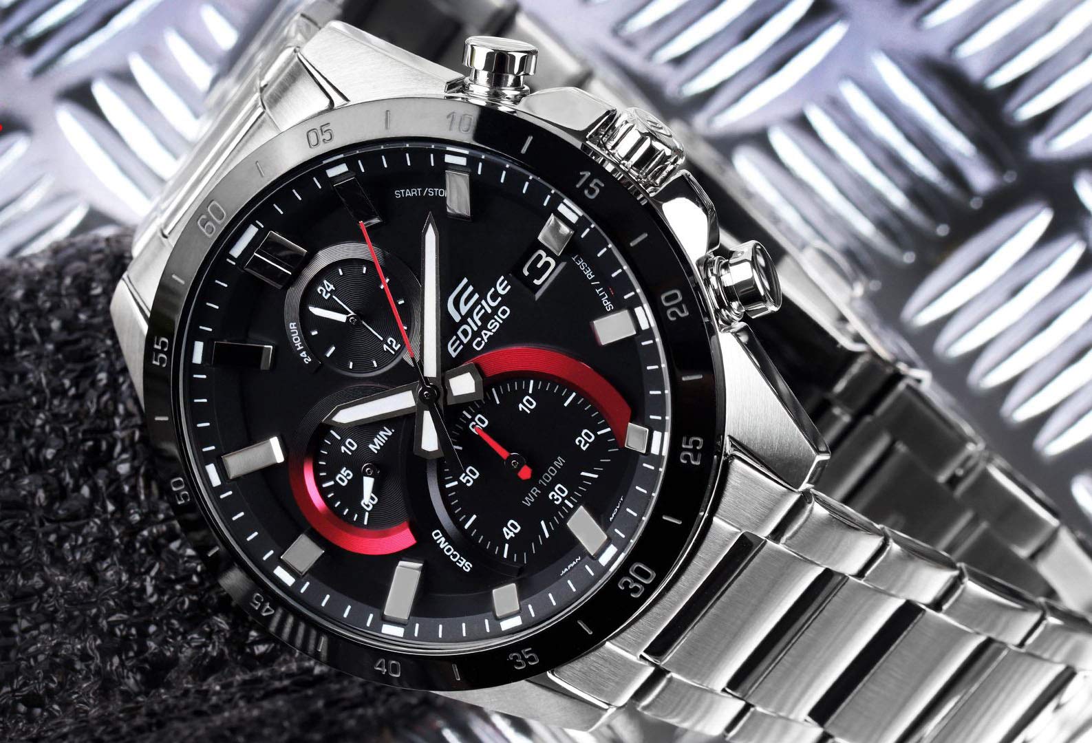 Чоловічий годинник Casio Quartz Edifice з хронографом та з ремінцем з нержавіючої сталі, фото №5