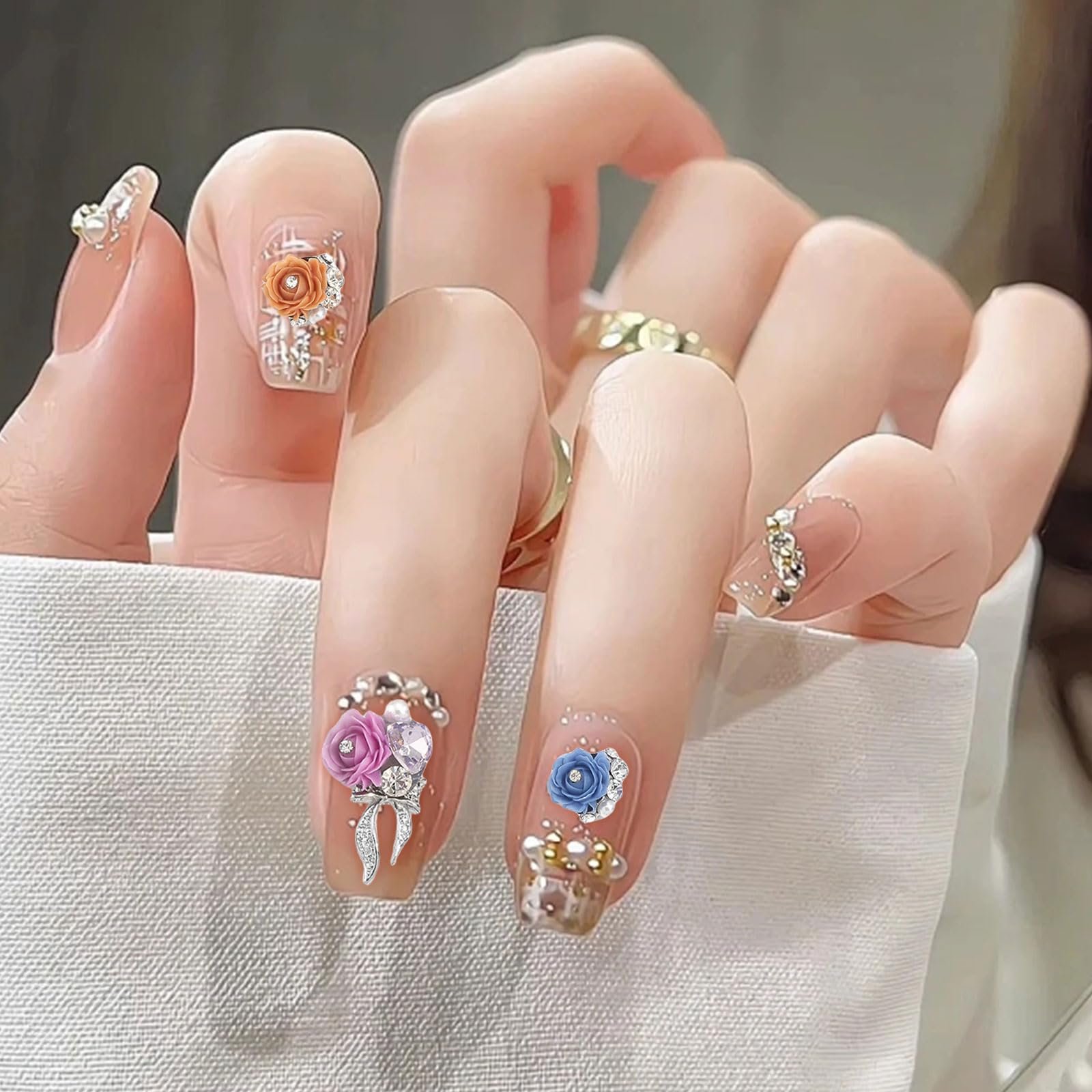 3D Подвески для ногтей Цветы Камелия Бант Металлический сплав Сердце Стразы для ногтей Самодельные украшения, 24 шт, фото №5