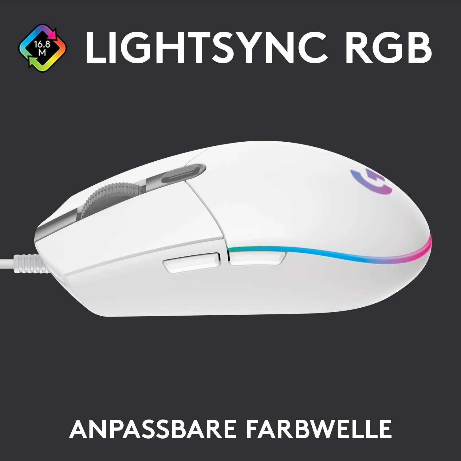 Миша Ігрова Logitech G203 LIGHTSYNC RGB 8000 dpi Білий, фото №2 Миша Ігрова Logitech G203 LIGHTSYNC RGB 8000 dpi Білий, фото №2