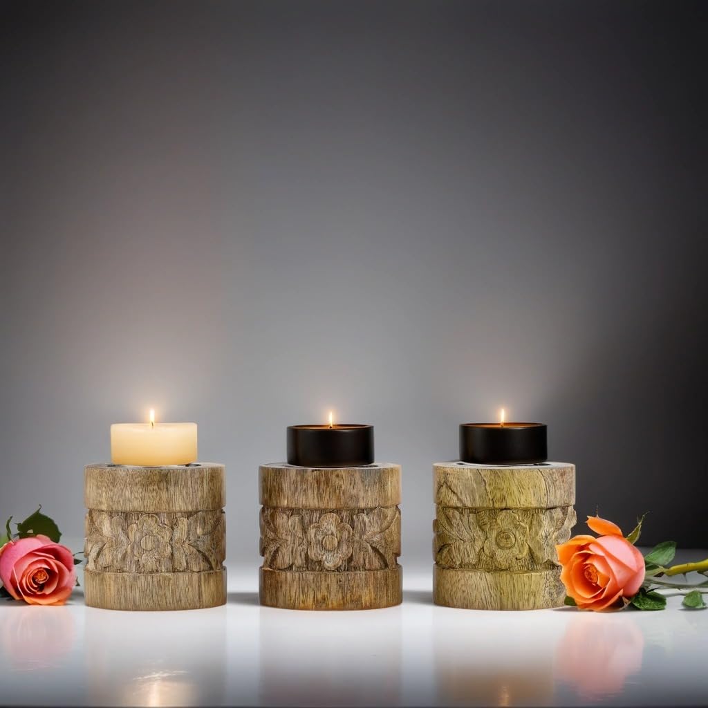 Підсвічники Luja Marrakech Boho Carved Wood 7.5 cm великі набір 3 штук декоративні, фото №2 Підсвічники Luja Marrakech Boho Carved Wood 7.5 cm великі набір 3 штук декоративні, фото №2