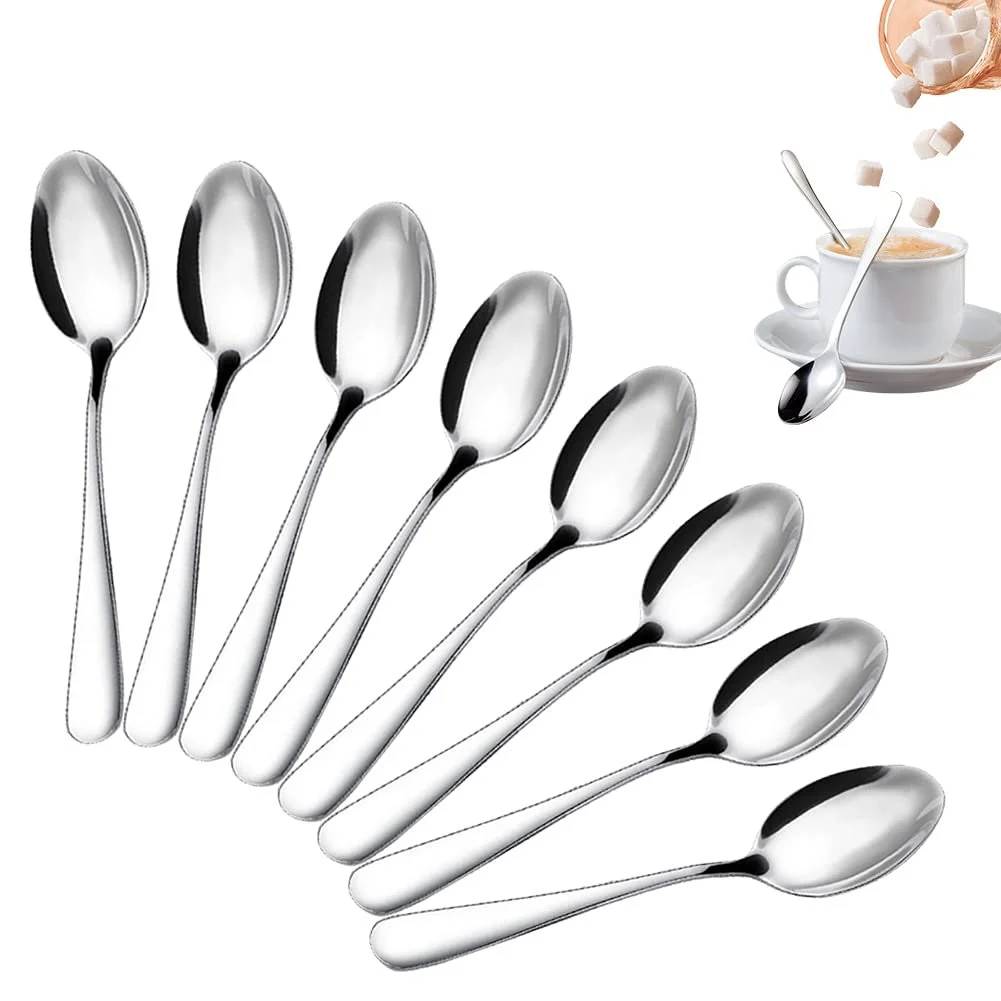 Чайні ложки 13.5 см Silver, нержавіюча сталь, AD-11, сріблястий, 8 шт, фото №1