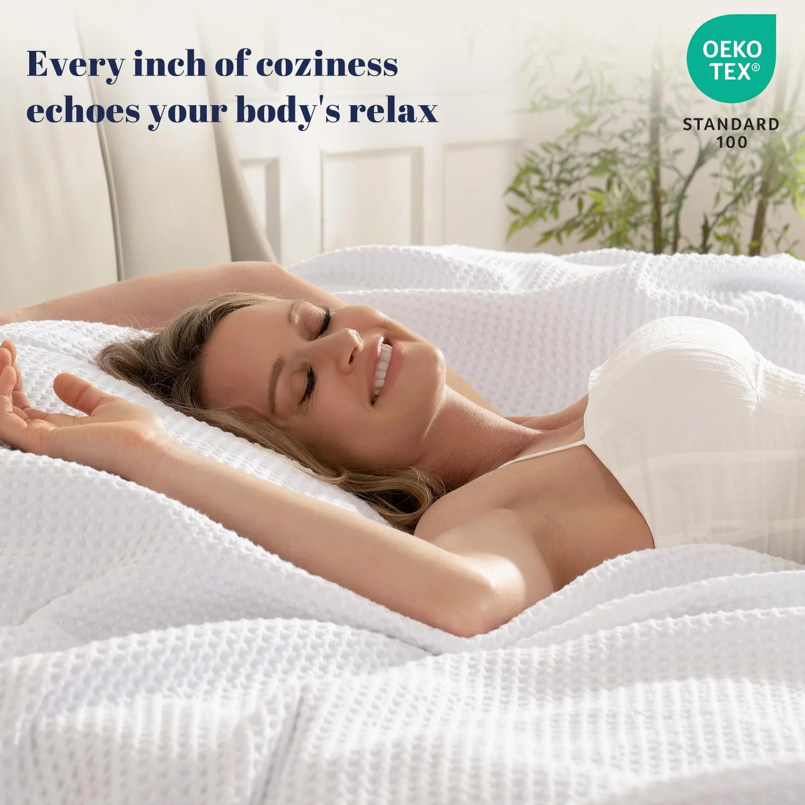 Вафельна Покривало PHF 100% бавовна, термотканина, м'яка, дихаюча, вологопоглинаюча, фото №3