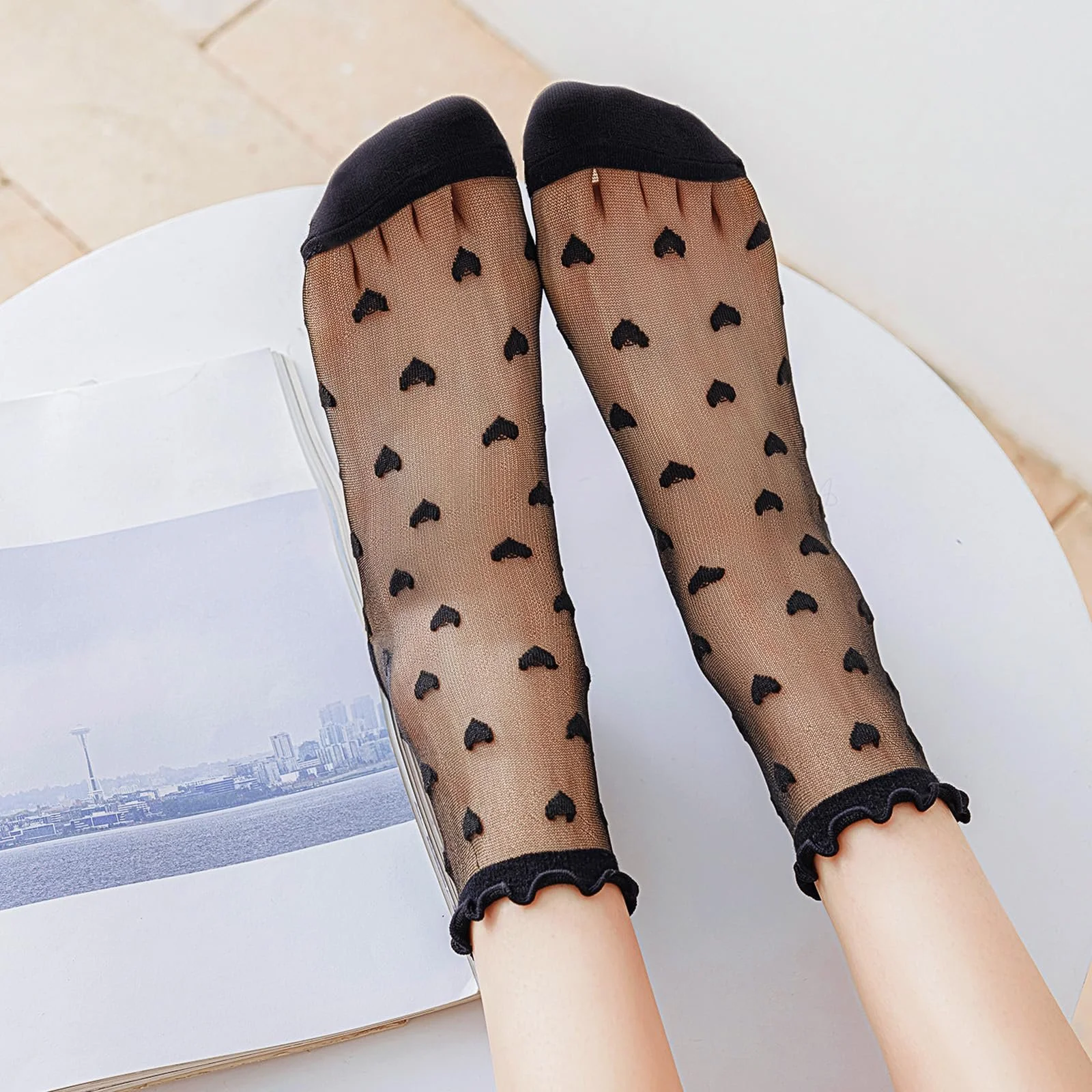 Носки Lusofie Прозрачные с оборками, 4 пары, Белый, фото №7 Носки Lusofie Прозрачные с оборками, 4 пары, Белый, фото №7