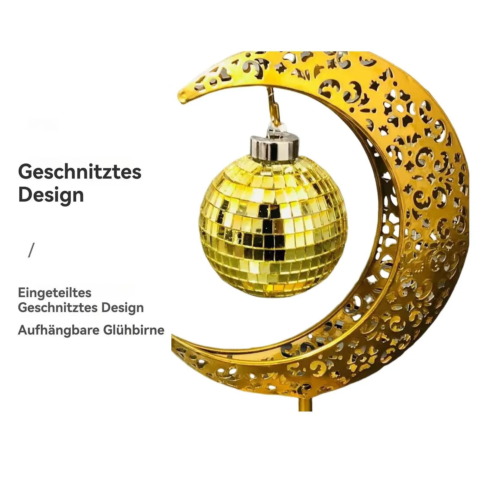 Настільна лампа Moon Металева Бездротова LED USB Золотиста, фото №4