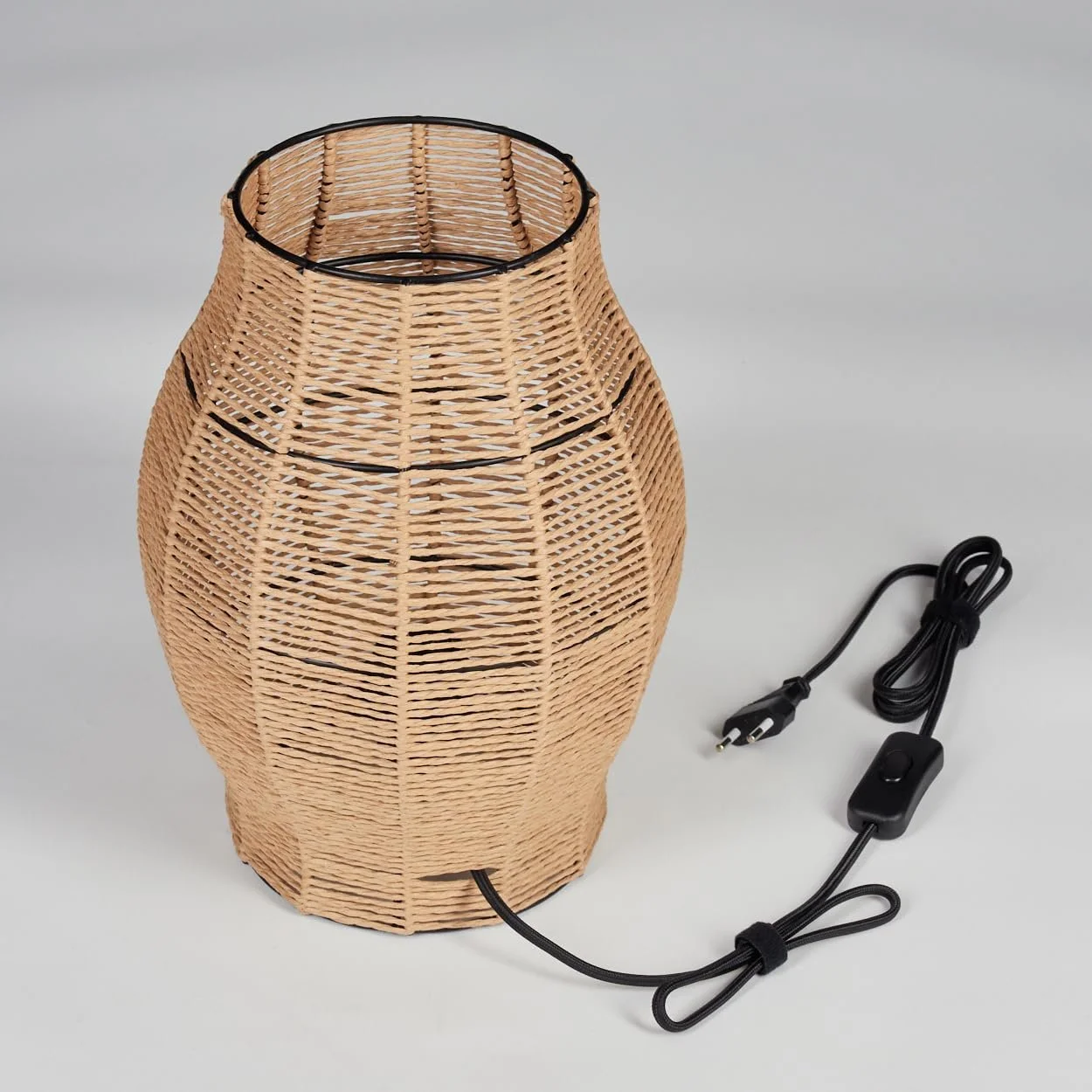 Настільна лампа HOFSTEIN Cardeira метал / рафія 30 см E27 Чорний/Натуральний, фото №5