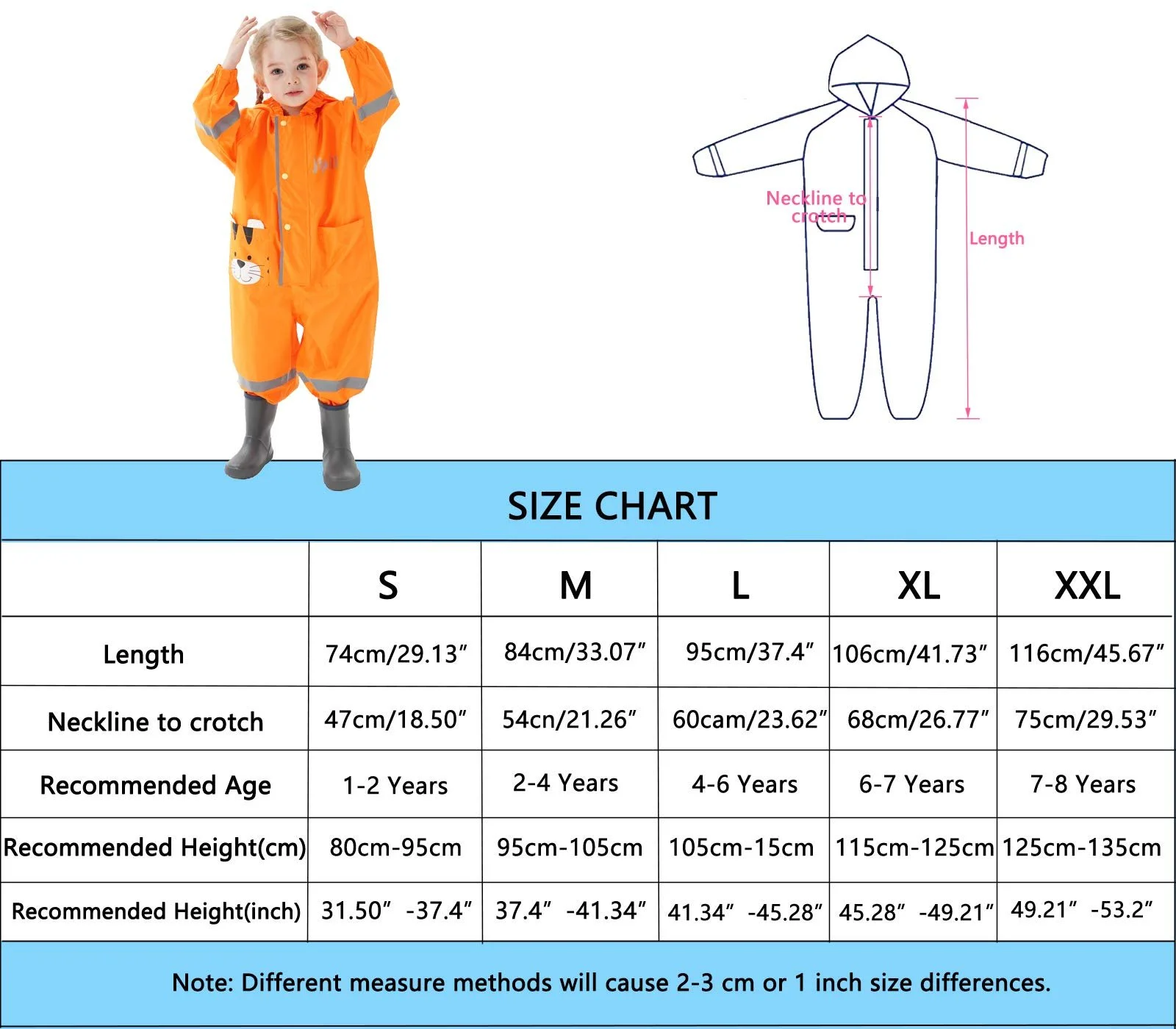 Дощовик Baogaier Дитячий для дівчаток і хлопчиків з капюшоном, фото №7