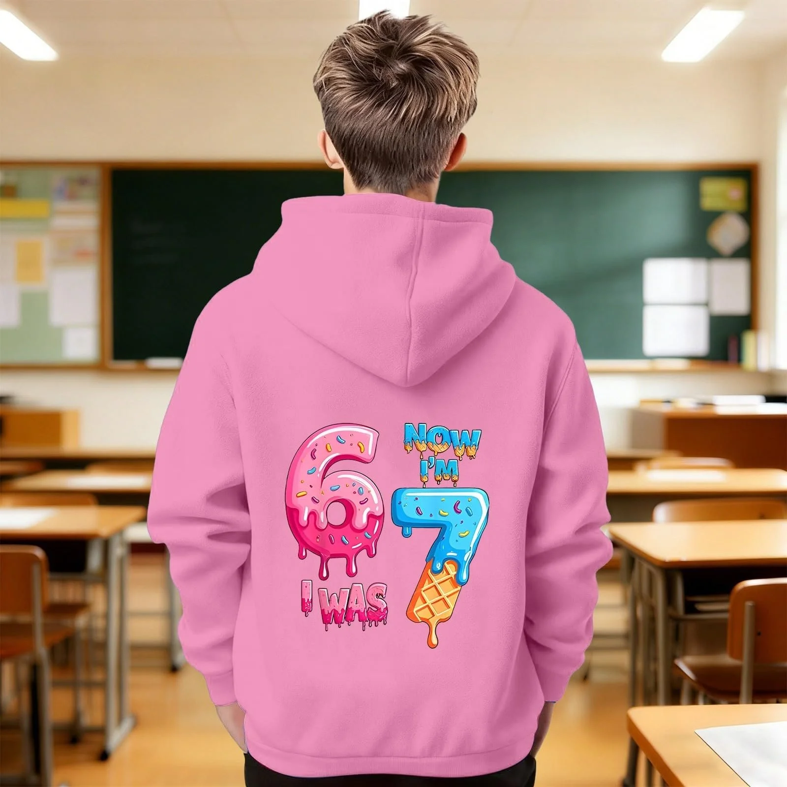 Худи Детский Свитшот для девочки Модный Повседневный Пуловер Спортивный свитшот с капюшоном, фото №4