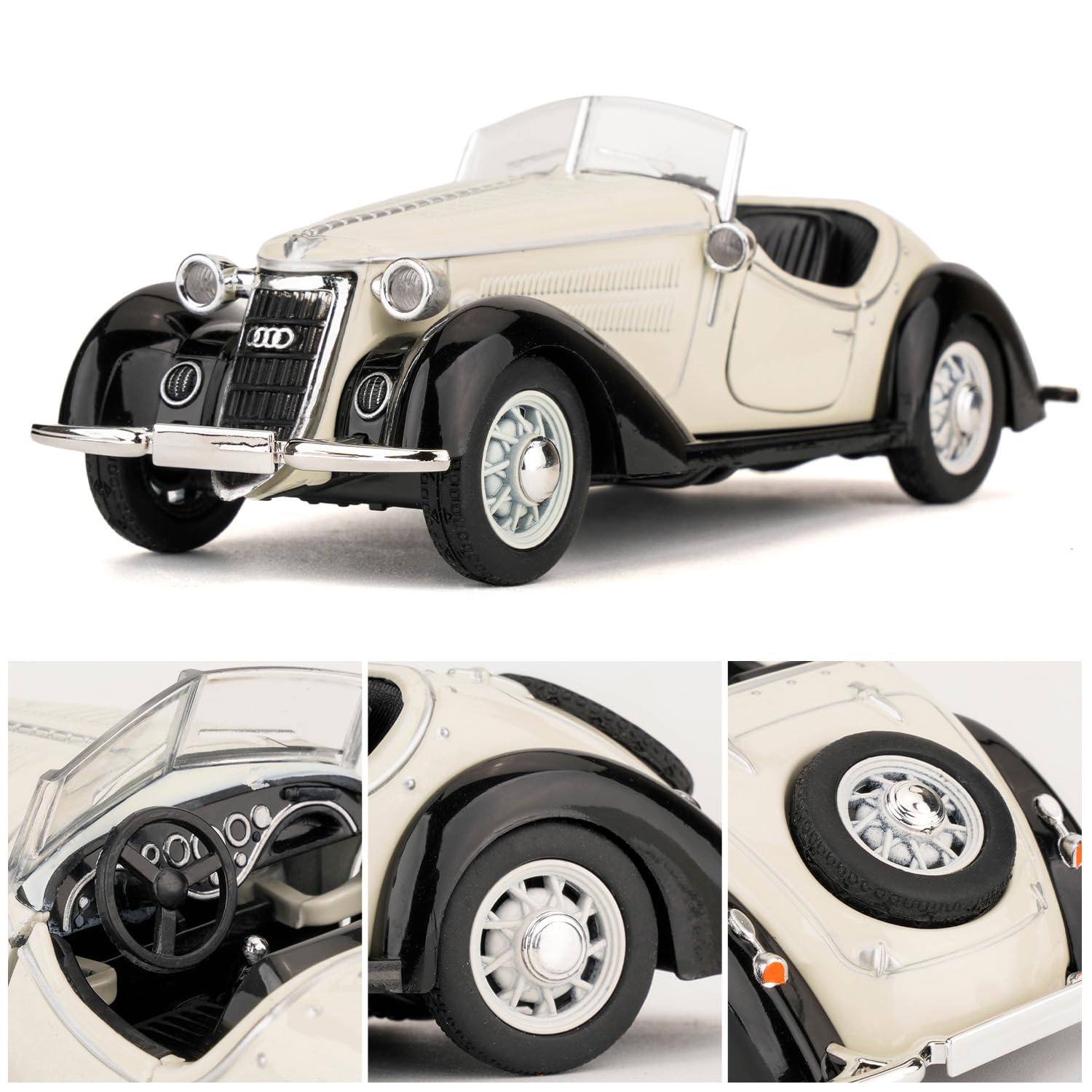 Модель TGRCM-CZ Audi Wanderer W25k Roadster Игрушечная Машинка, Цинковый Сплав Инерционная с Звуком и Светом (Белый), фото №4