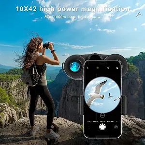 Бінокль OYU 10x42 HD Компактний Водонепроникний FMC Чорний synthetic.ua - Фото 1