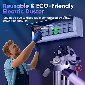 Электрический очиститель воздуха 91 000 об/мин 7600 мАч 3 скорости с LED-подсветкой synthetic.ua - Фото 1