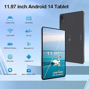 Планшет 11.97" 2K Weelikeit P51L 8+8/256Gb 4G 2-SIM 8 ядер Android 14 8000 mAh Серый synthetic.ua - Фото 1
