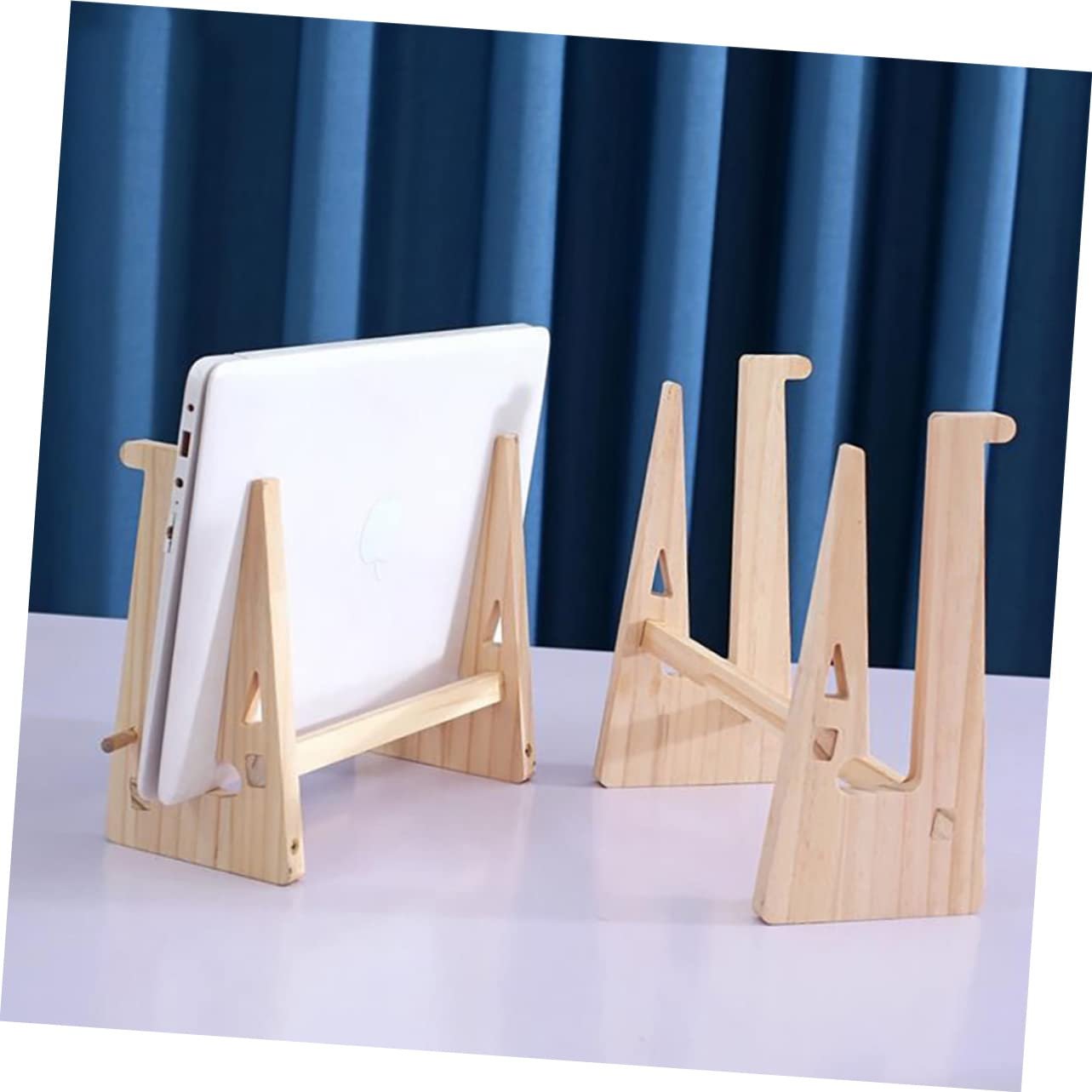 Подставка для ноутбука деревянная TEHAUX Эргономичная, регулируемая по высоте, многофункциональная как полка, фото №3