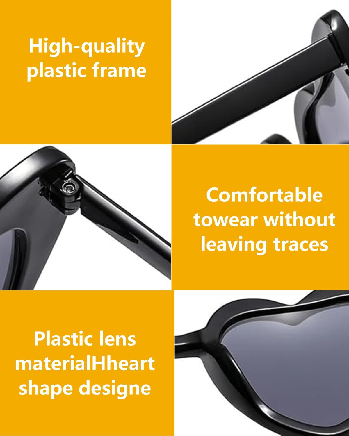 Сонцезахисні окуляри у формі серця TPZORJX, 8 шт. (Чорний + Білий), фото №3