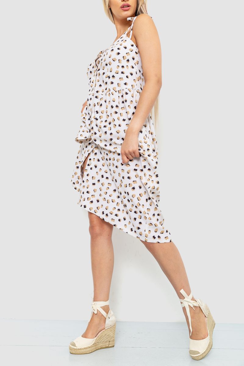 Сарафан з друкованим кольором молочний 102R333-1, фото №3