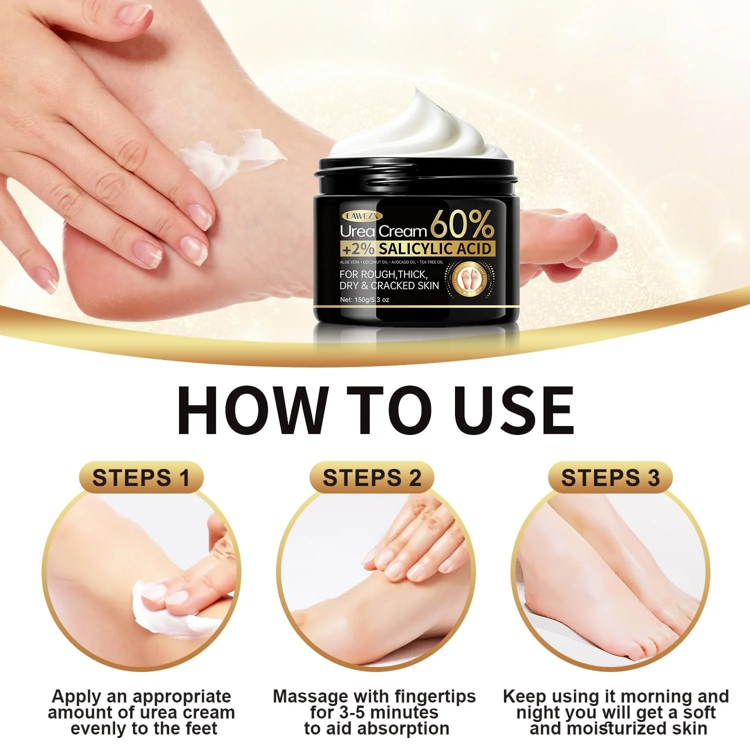 Крем для ног и рук Urea Cream 60% увлажняющий против трещин, фото №6