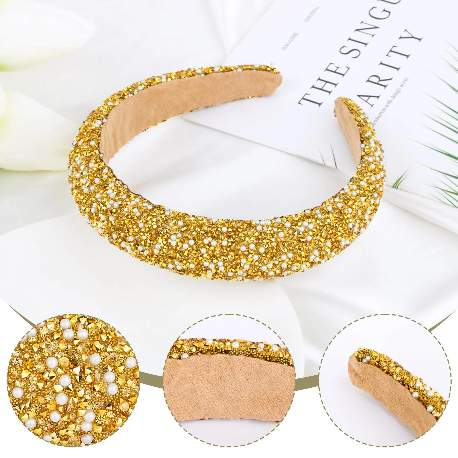 Жіночий обруч Блискучий обруч з Rhinestone Широкий, фото №2