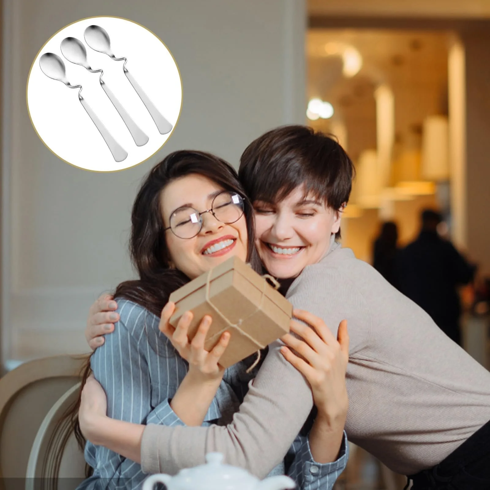 Ложка для латте макиато, Ложка для меда, Набор из 10 ложек из нержавеющей стали с завитком, Ложка для джема для подвешивания, Идеально подходит для кофе, десертов и подарков, 12 x 2 cm, фото №6