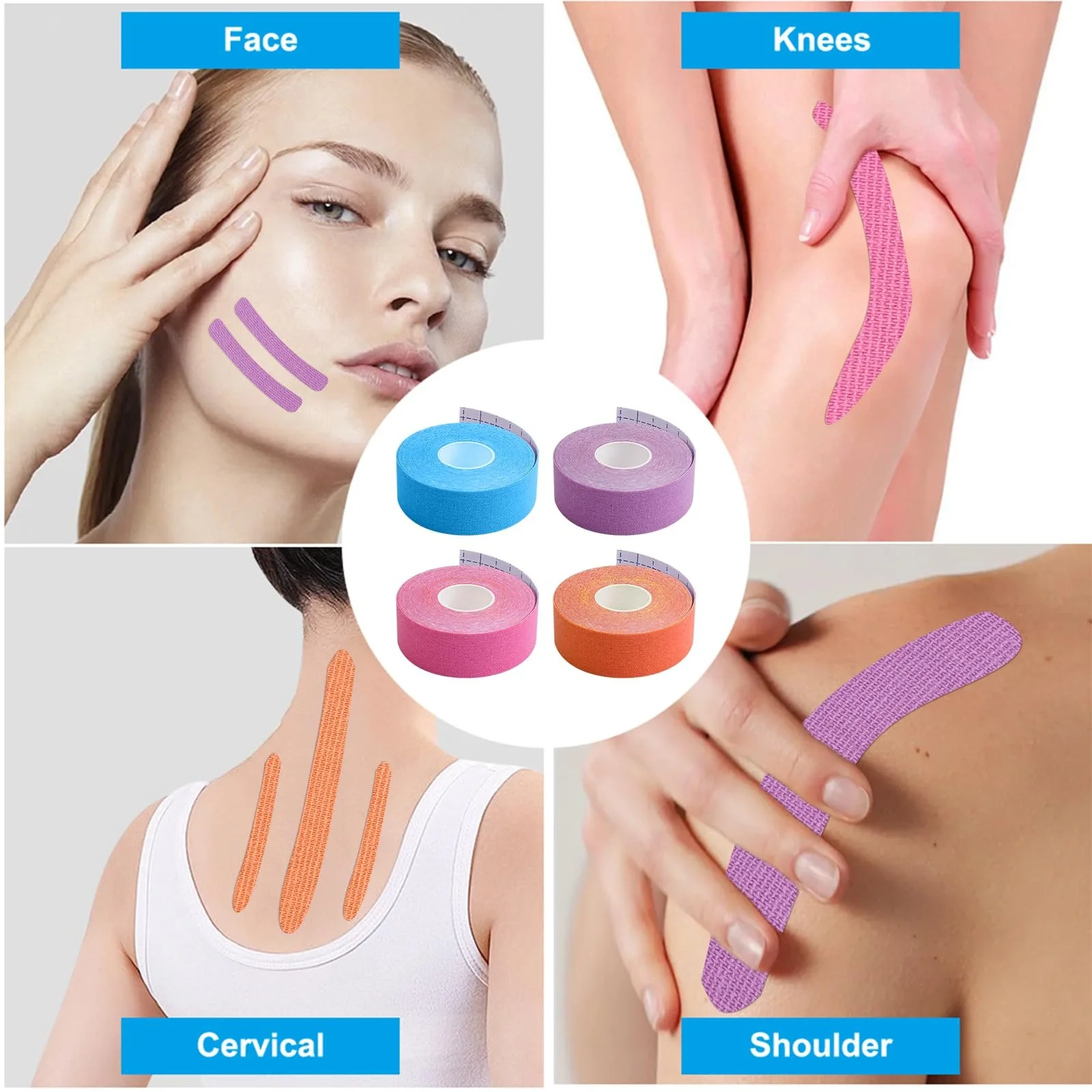 Лifting Tapes Набір 4 шт. Face Tape Anti Wrinkle 2.5 см x 5 м Різні кольори, фото №7