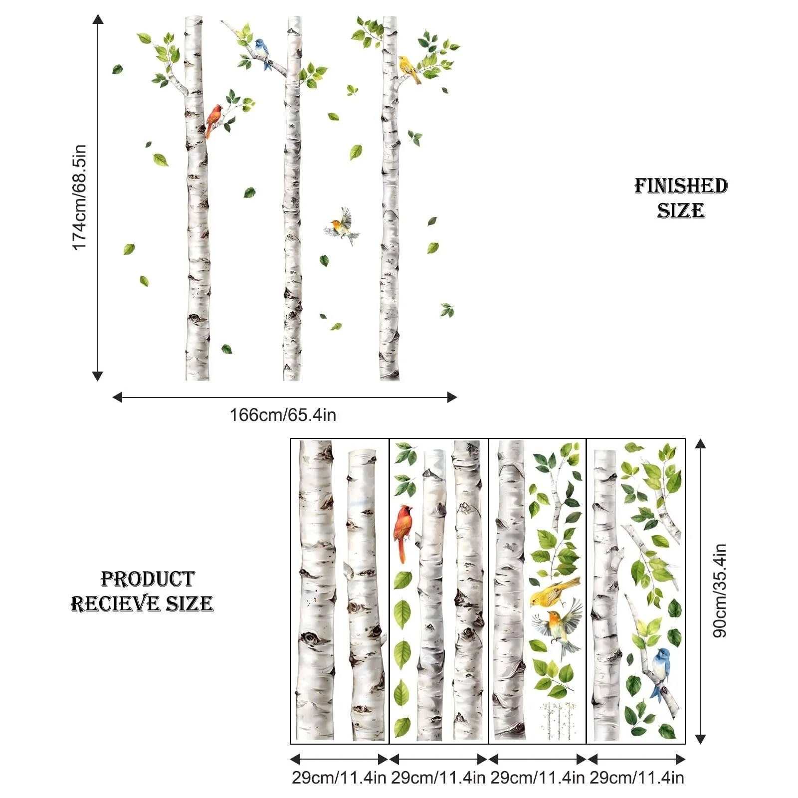 Наклейка на стіну Supzone Берези 174 см, фото №5