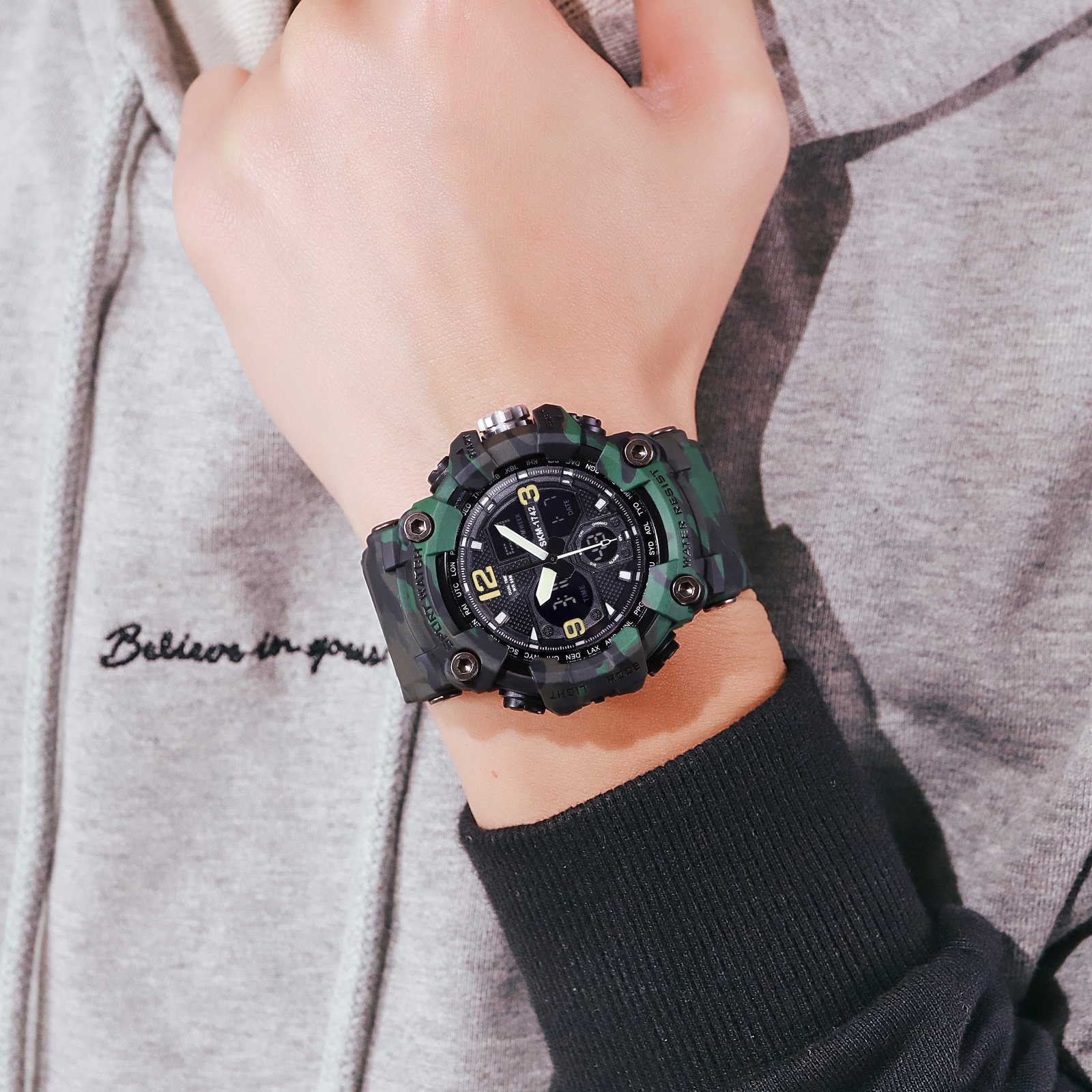 Годинник Skmei 1742 Green Military, фото №4