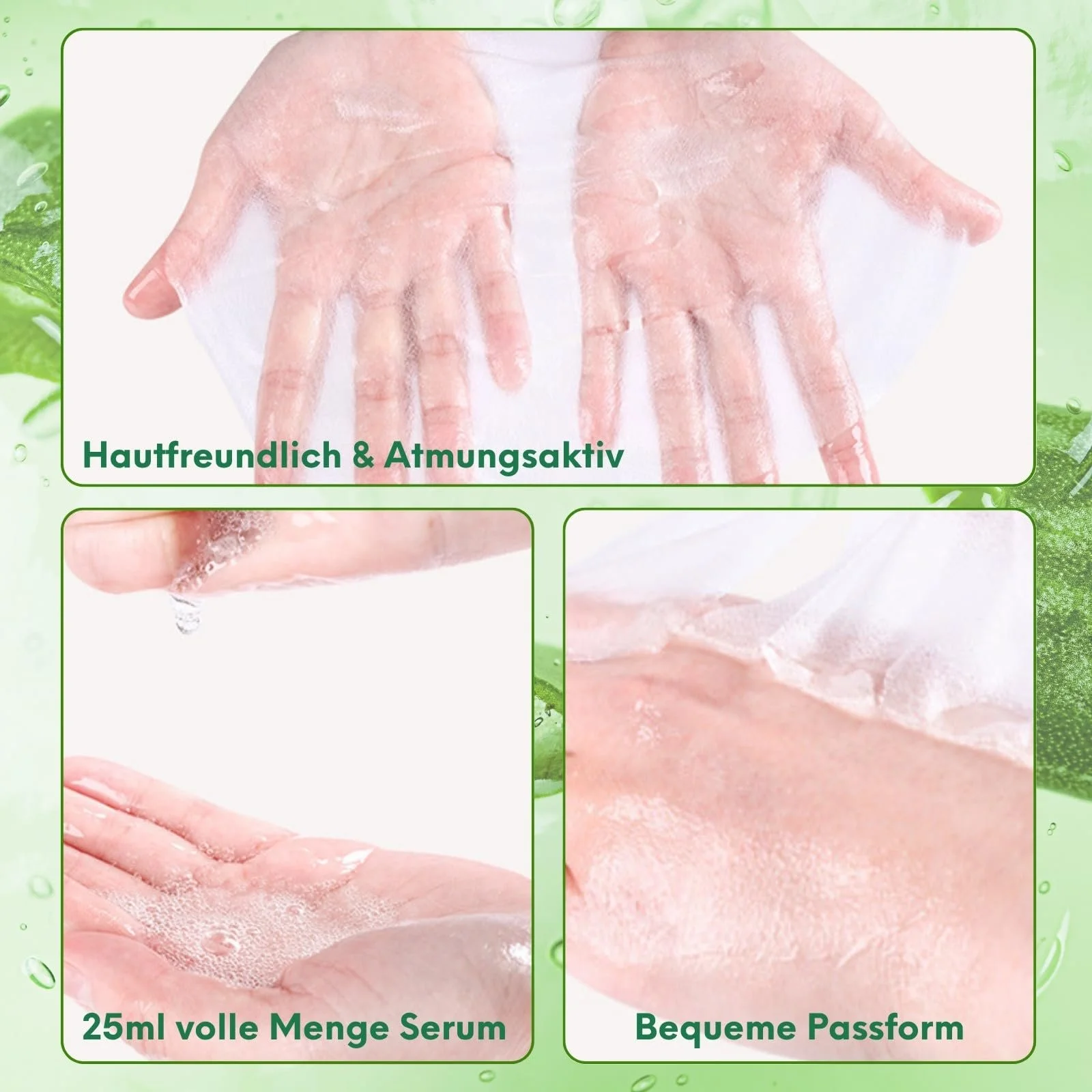 Тканевая Маска для Лица Aloe Vera Korean, 7 шт, Глубокое Увлажнение, Успокаивающая, Восстановление После Солнца, Питание, Контроль Жирности, Восстанавливает Кожный Барьер, фото №2