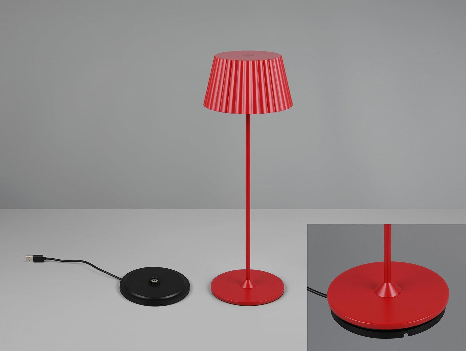 Настільна лампа Reality Leuchten Suarez R57706110 LED вулична акумуляторна металева 1.5 Ват 4-рівневий сенсор зарядна станція Червона, фото №3