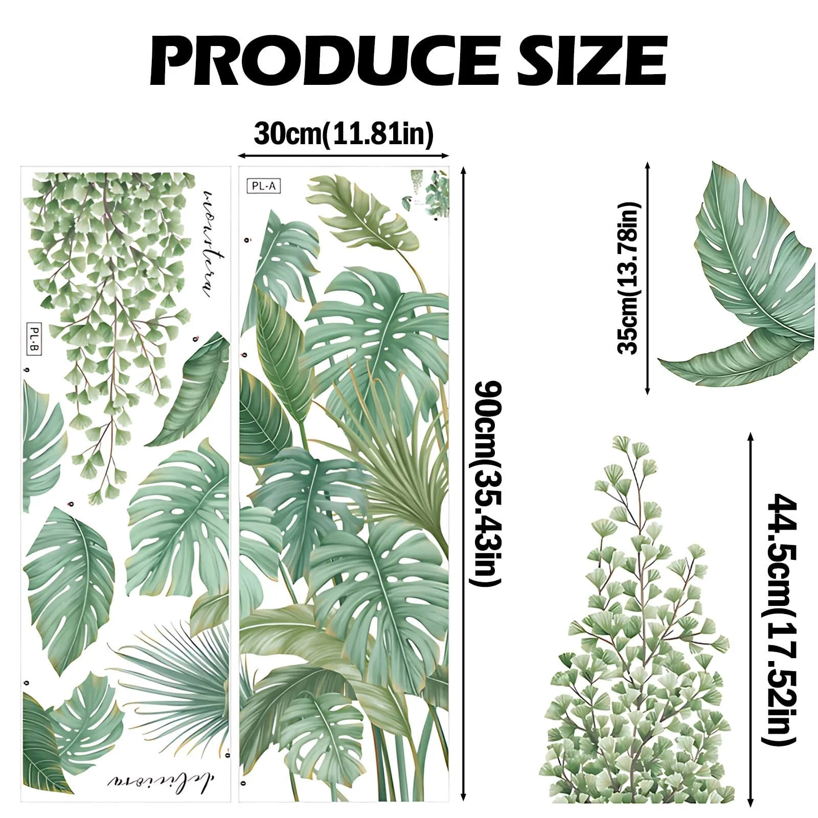 Наклейка на стіну (2 шт.) Plants Tropical Leaves Green Nature Jungle, фото №5