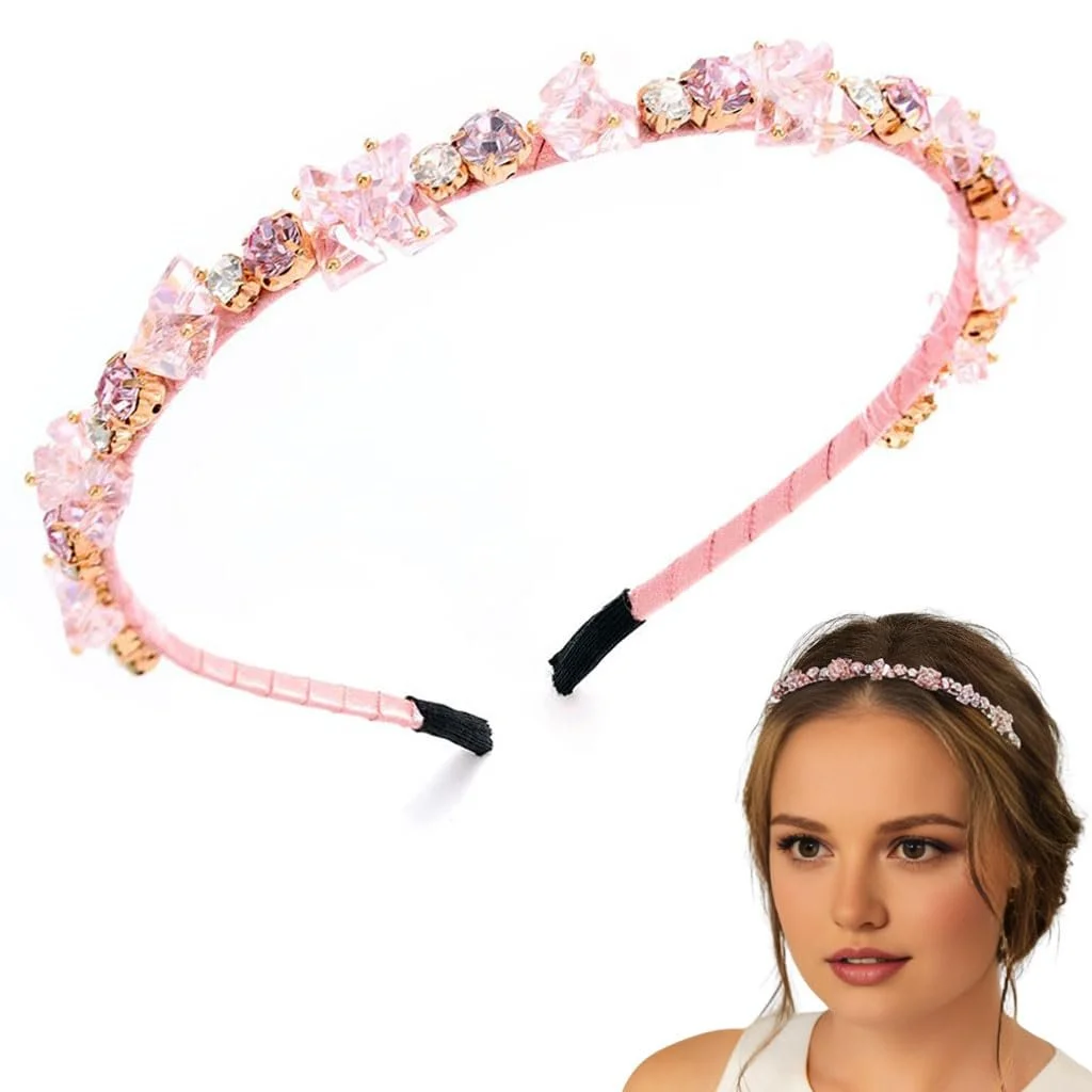 Жіночий Обруч для волосся з рожевими кристалами, фото №1