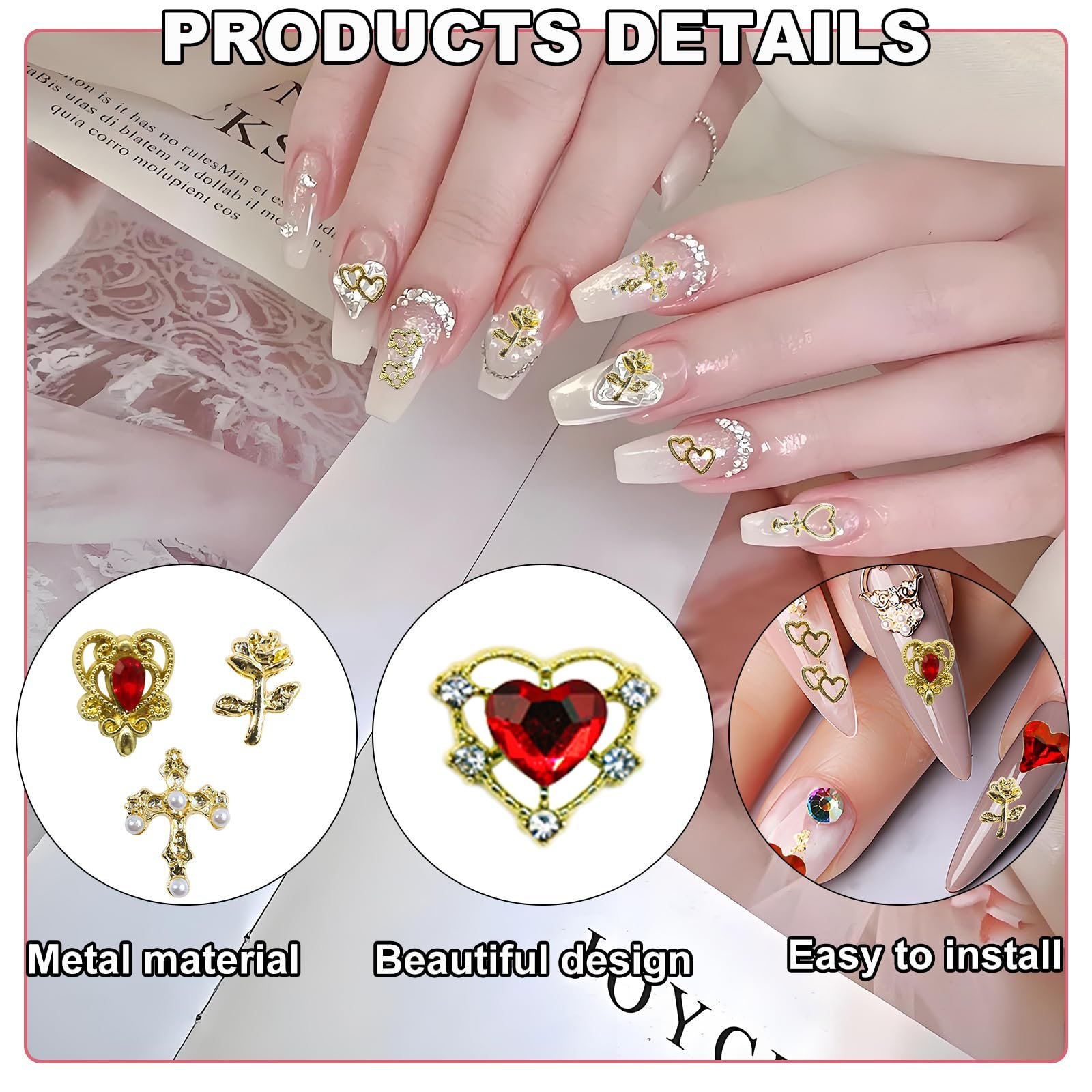Украшения для ногтей 60 шт., 2k стиль, маленькие подвески и драгоценные камни для ногтей, персонализированные аксессуары, различные формы, украшения для ногтей со стразами, фото №4