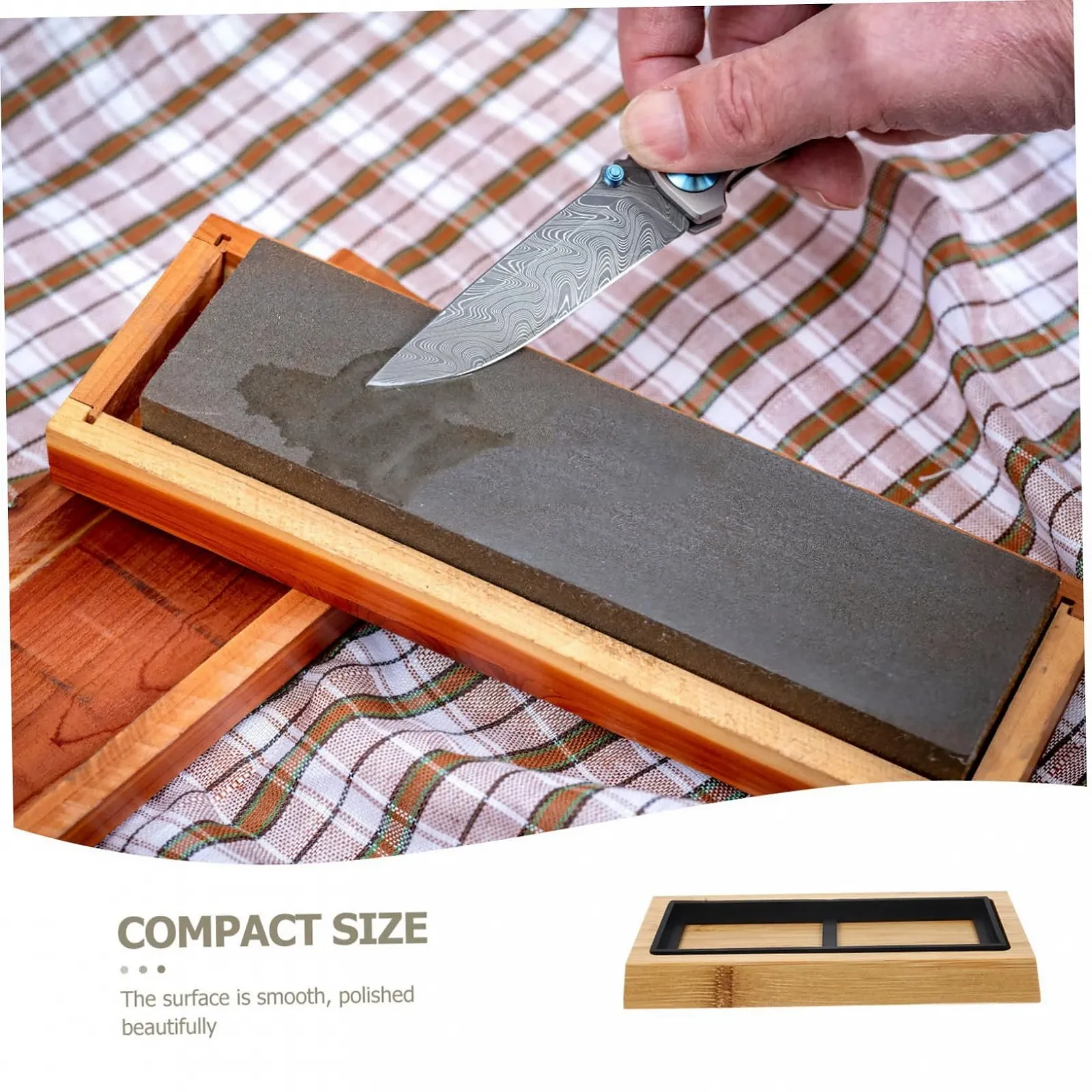 Тримач для точильного каменю Uonlytech дерев'яний з нековзною силіконовою основою, фото №5