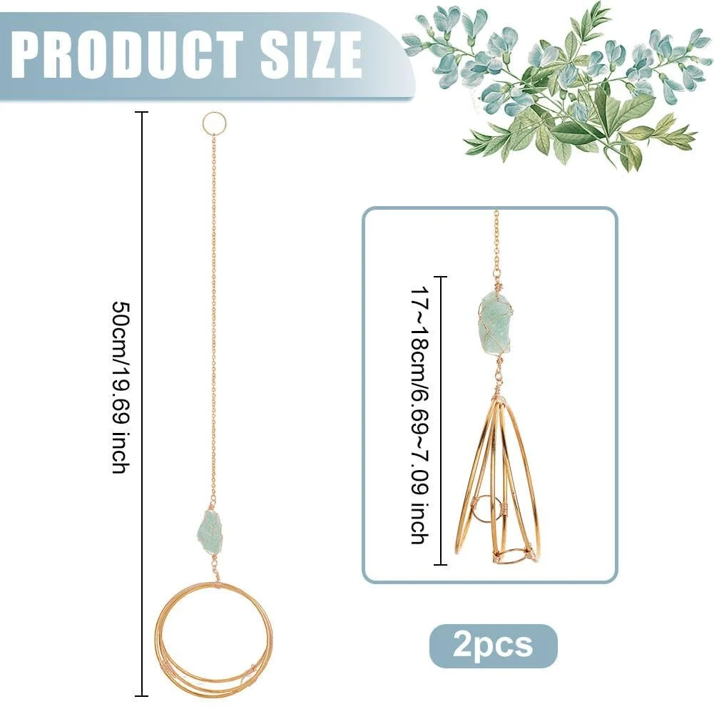 Підвіси для повітряних рослин OLYCRAFT Металеві Золотисті з флюоритом 2 шт., фото №2 Підвіси для повітряних рослин OLYCRAFT Металеві Золотисті з флюоритом 2 шт., фото №2