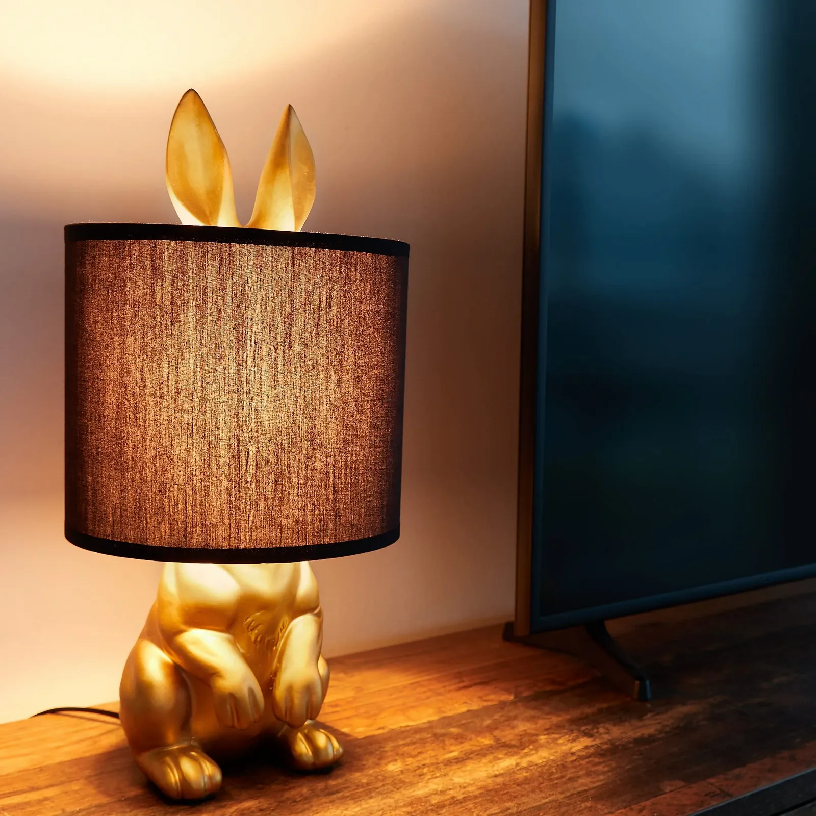 Настільна лампа BRUBAKER Golden Rabbit Керамічна основа 42 см Чорний/Золотистий, фото №2