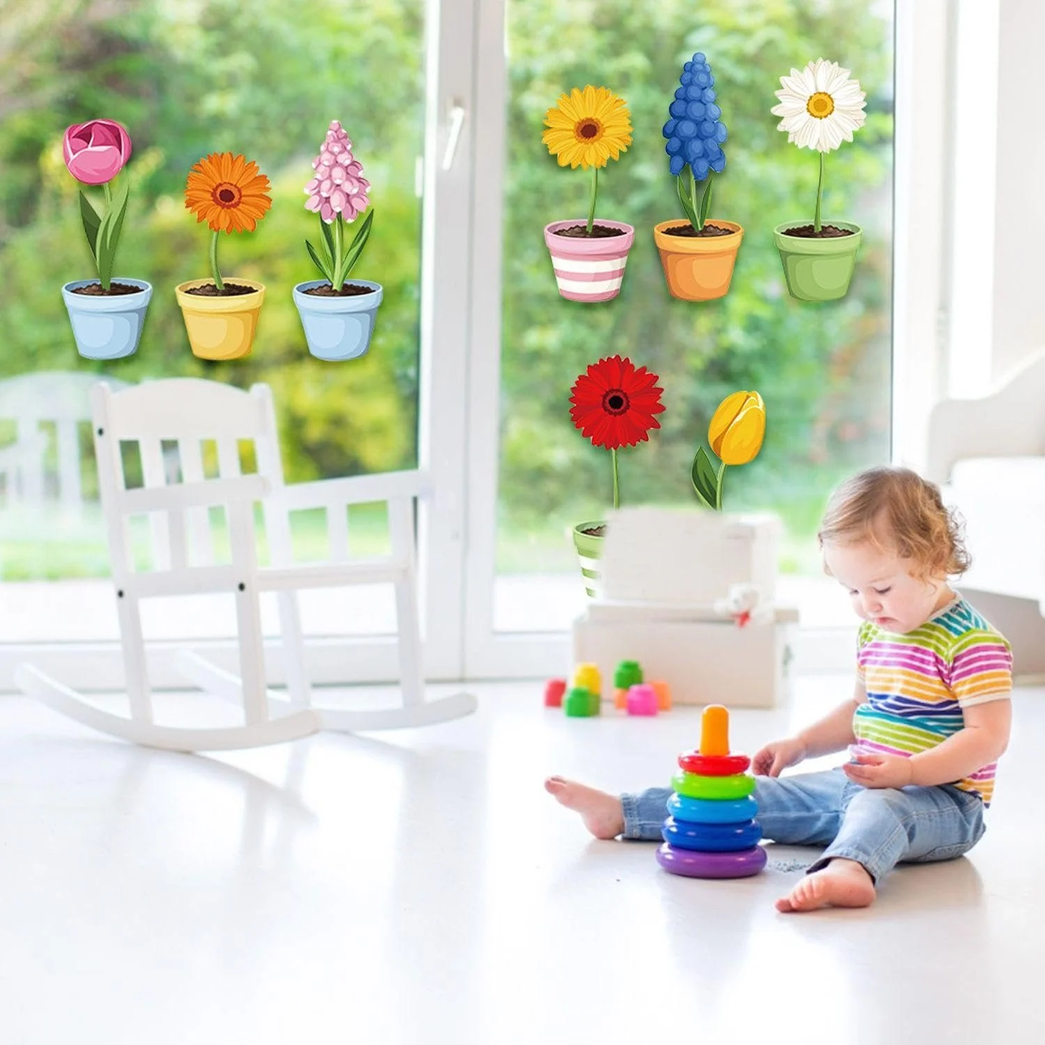 Настінні наклейки Flower Pot 2 набори 30 x 90 см Кольорові, фото №6