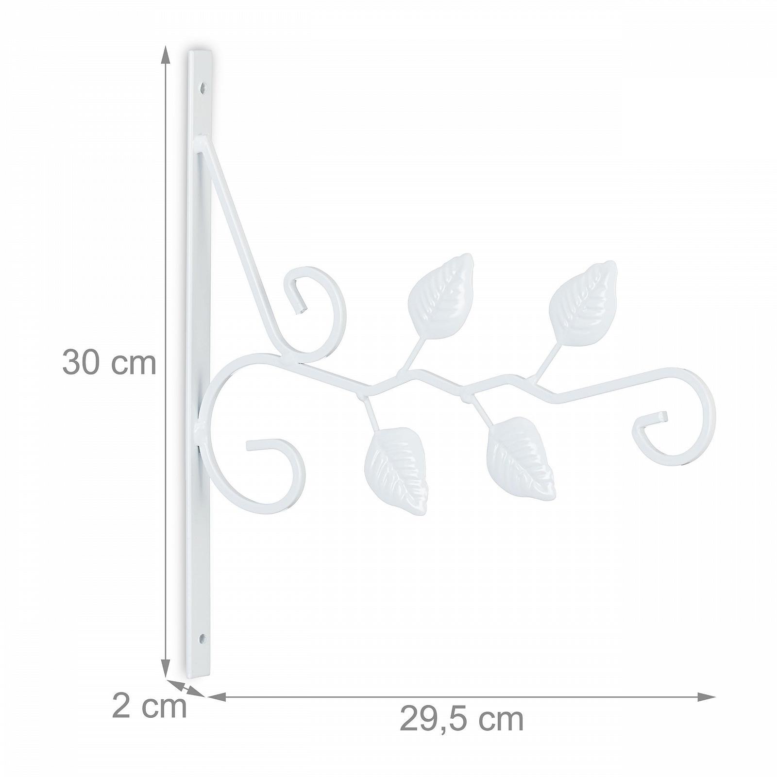 Кронштейн для підвісного кошика Relaxdays Leaves 30 x 29.5 x 2 см залізний Білий, фото №4
