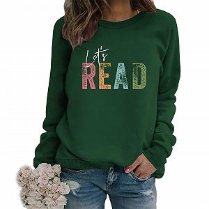 Женский свитшот с круглым вырезом, с длинными рукавами Let's Read Plush, смешная футболка для учителя synthetic.ua - Фото 1