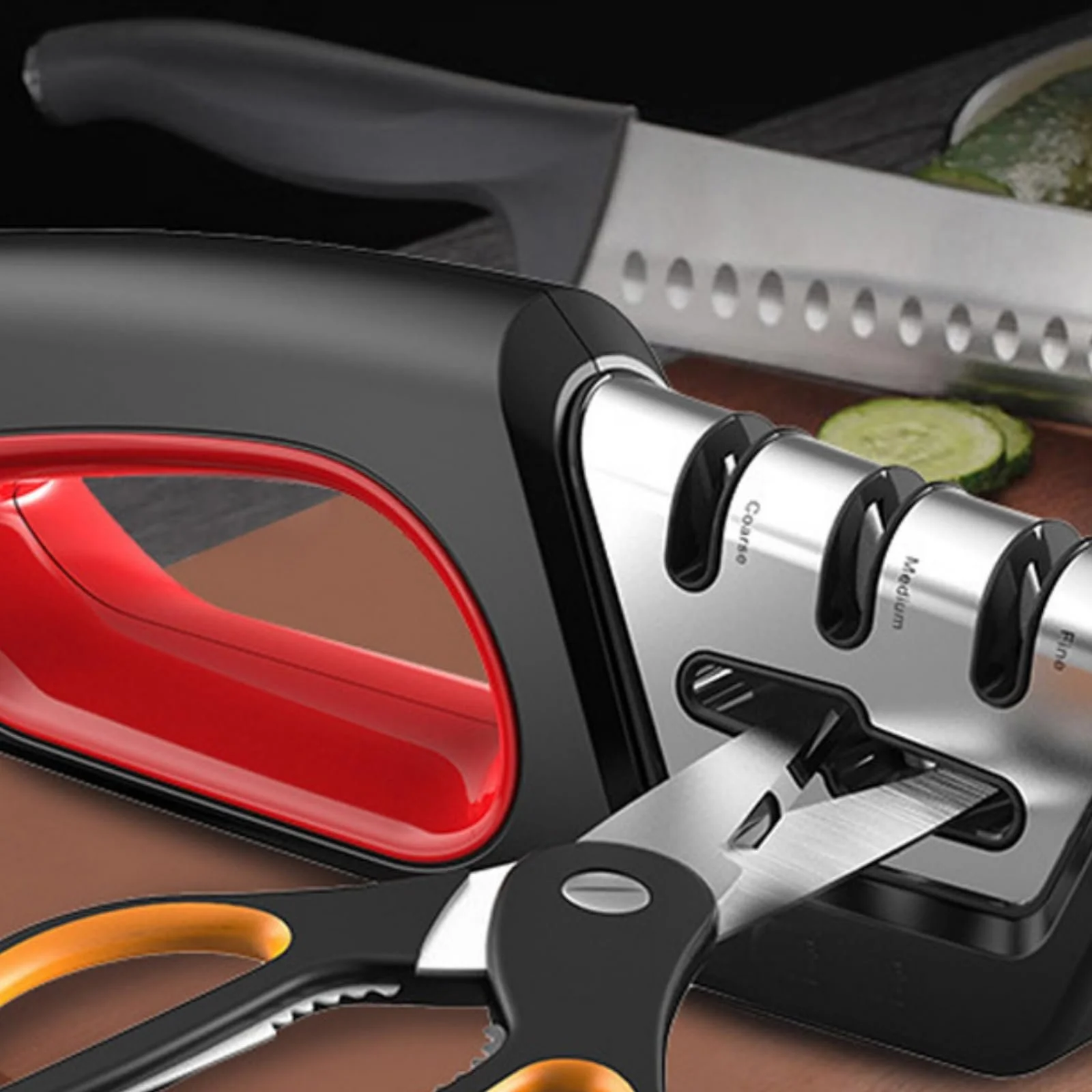 Точилка для ножів Snapbuy Professional 4 в 1 ручна для ножів та ножиць чорна, фото №5