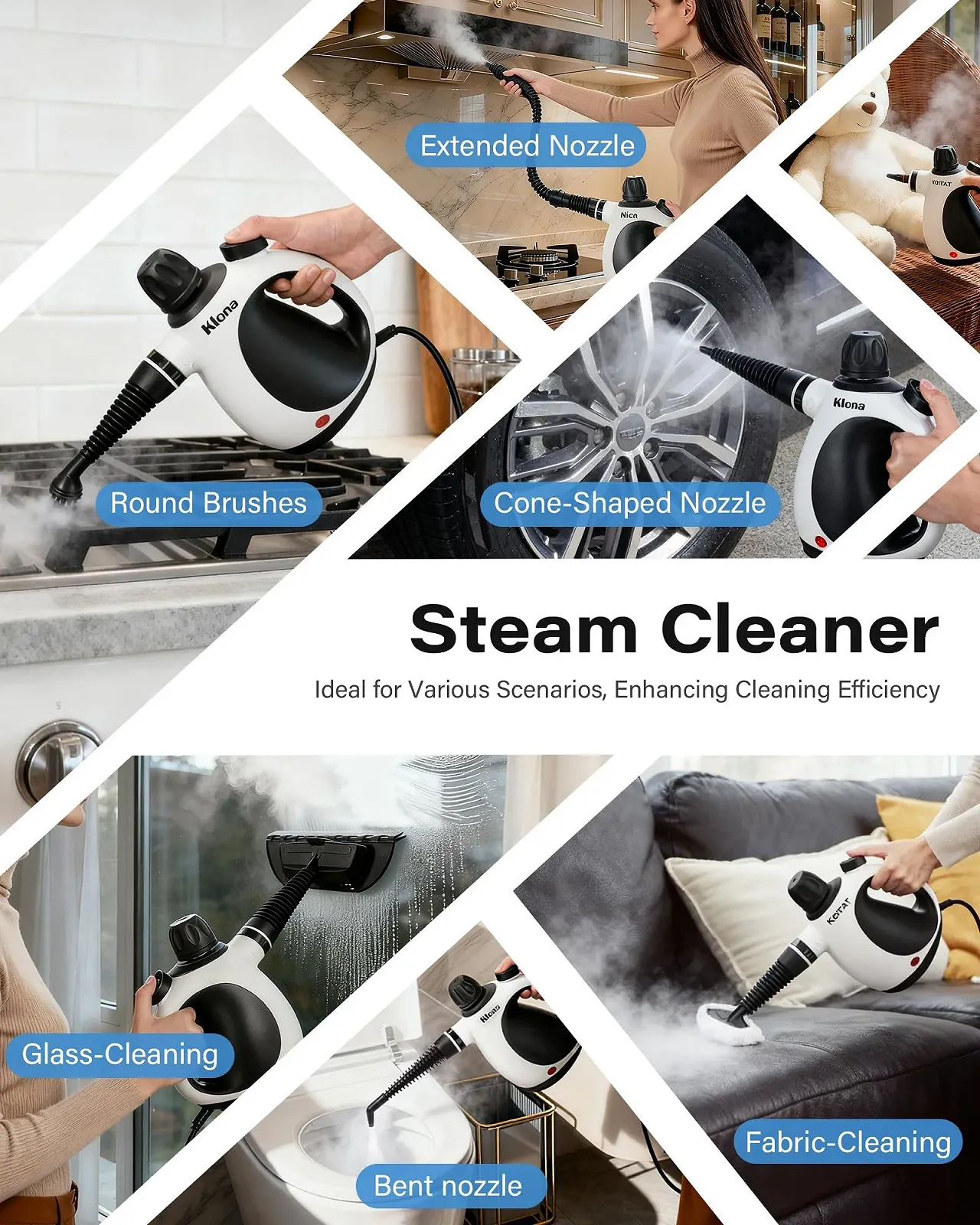 Пароочисник ручний KLONA 1050 Вт 350 мл з аксесуарами, фото №6