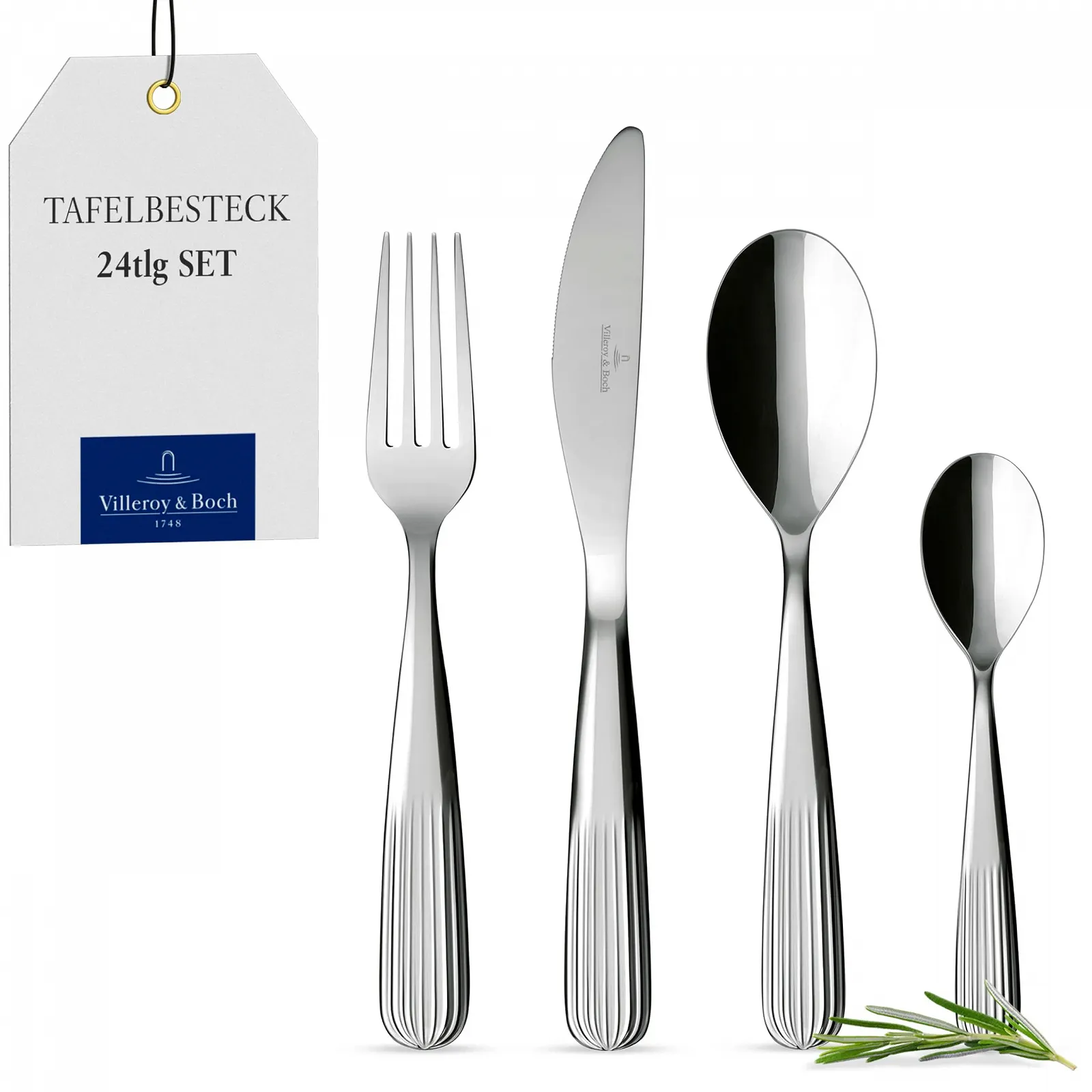 Набір столових приборів Villeroy & Boch Rose Garden, 24 предмети, сріблястий/платина, фото №1