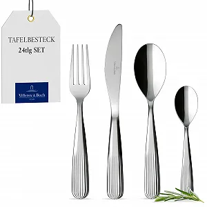 Набір столових приборів Villeroy & Boch Rose Garden, 24 предмети, сріблястий/платина - Фото 1