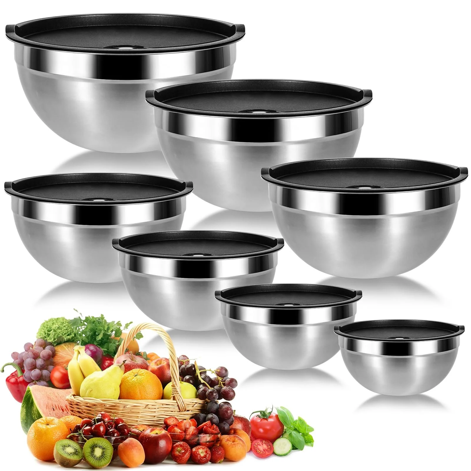 Набор мисок для смешивания Cinnani Stainless Steel 7 предметов Stainless Steel, фото №1
