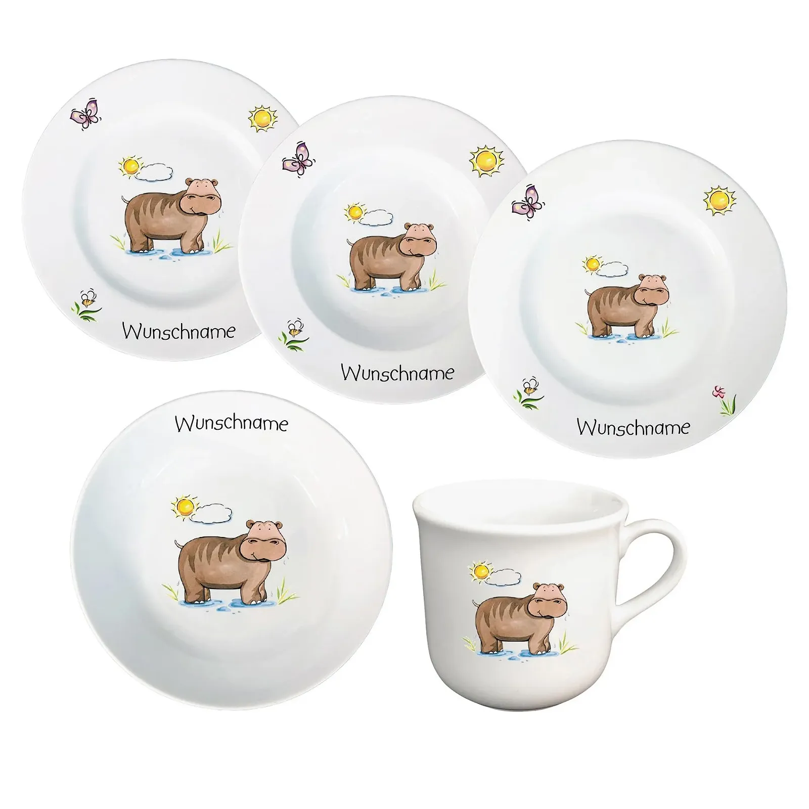 Детский Набор Посуды Hippopotamus, 5 предметов, Фарфоровый, фото №1 Детский Набор Посуды Hippopotamus, 5 предметов, Фарфоровый, фото №1