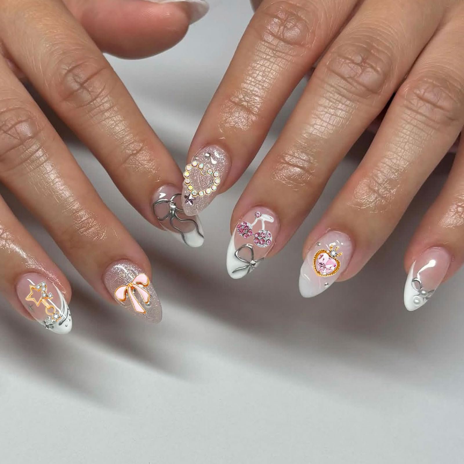 Набір прикрас для нігтів Прикраса для нігтів Серце Зірка Прикраса для нігтів Вишня 3D Alloy Y2K, фото №5