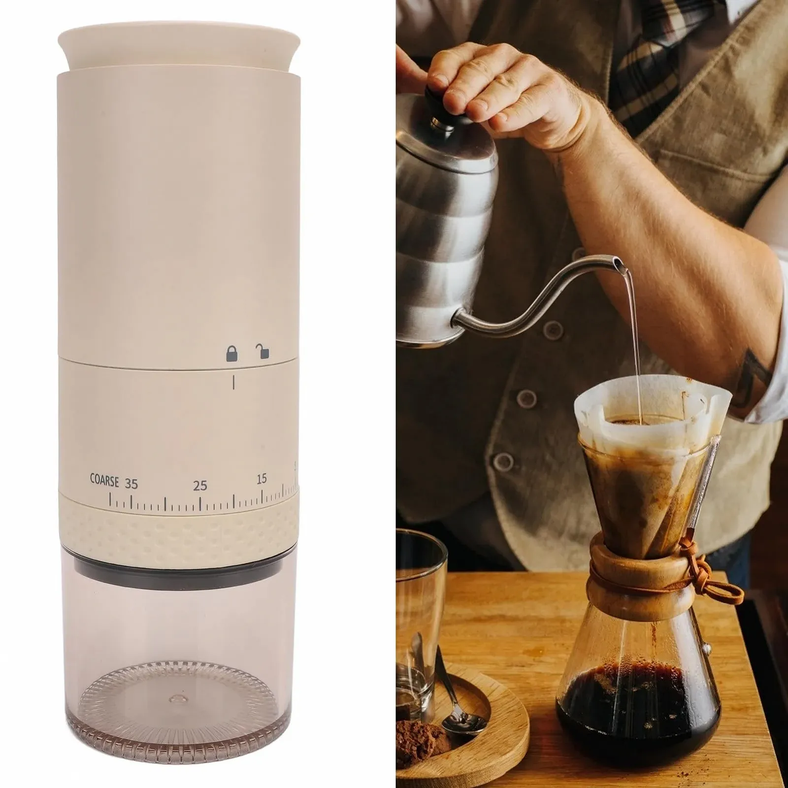 Електрична кавомолка 38 швидкостей Портативна Легка Бежевий, фото №2 Електрична кавомолка 38 швидкостей Портативна Легка Бежевий, фото №2