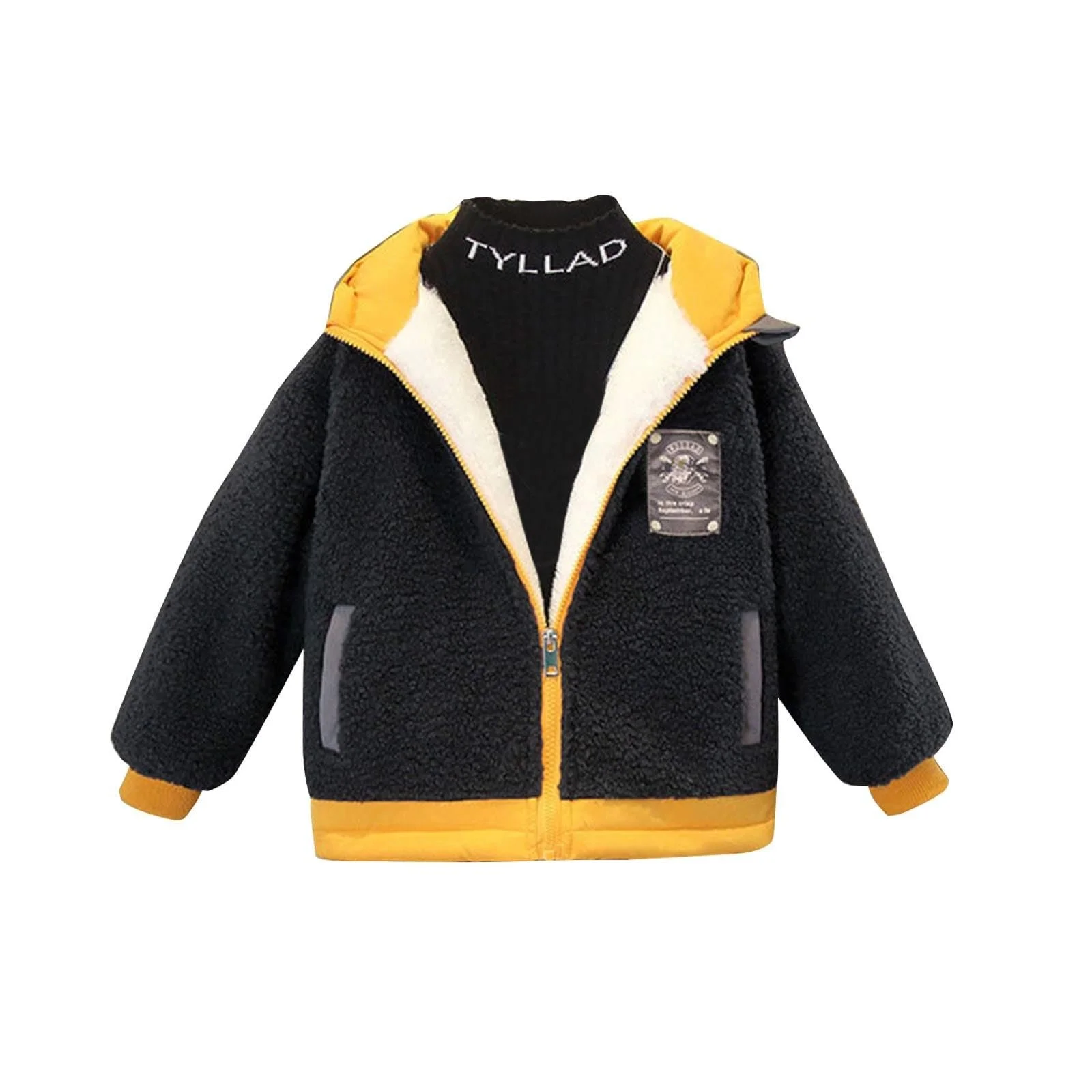 Флисовая куртка для мальчиков и девочек, утепленная хлопковая куртка с длинными рукавами на молнии с капюшоном, хлопковая одежда, повседневная теплая хлопковая одежда (2-8 лет), фото №1 Флисовая куртка для мальчиков и девочек, утепленная хлопковая куртка с длинными рукавами на молнии с капюшоном, хлопковая одежда, повседневная теплая хлопковая одежда (2-8 лет), фото №1