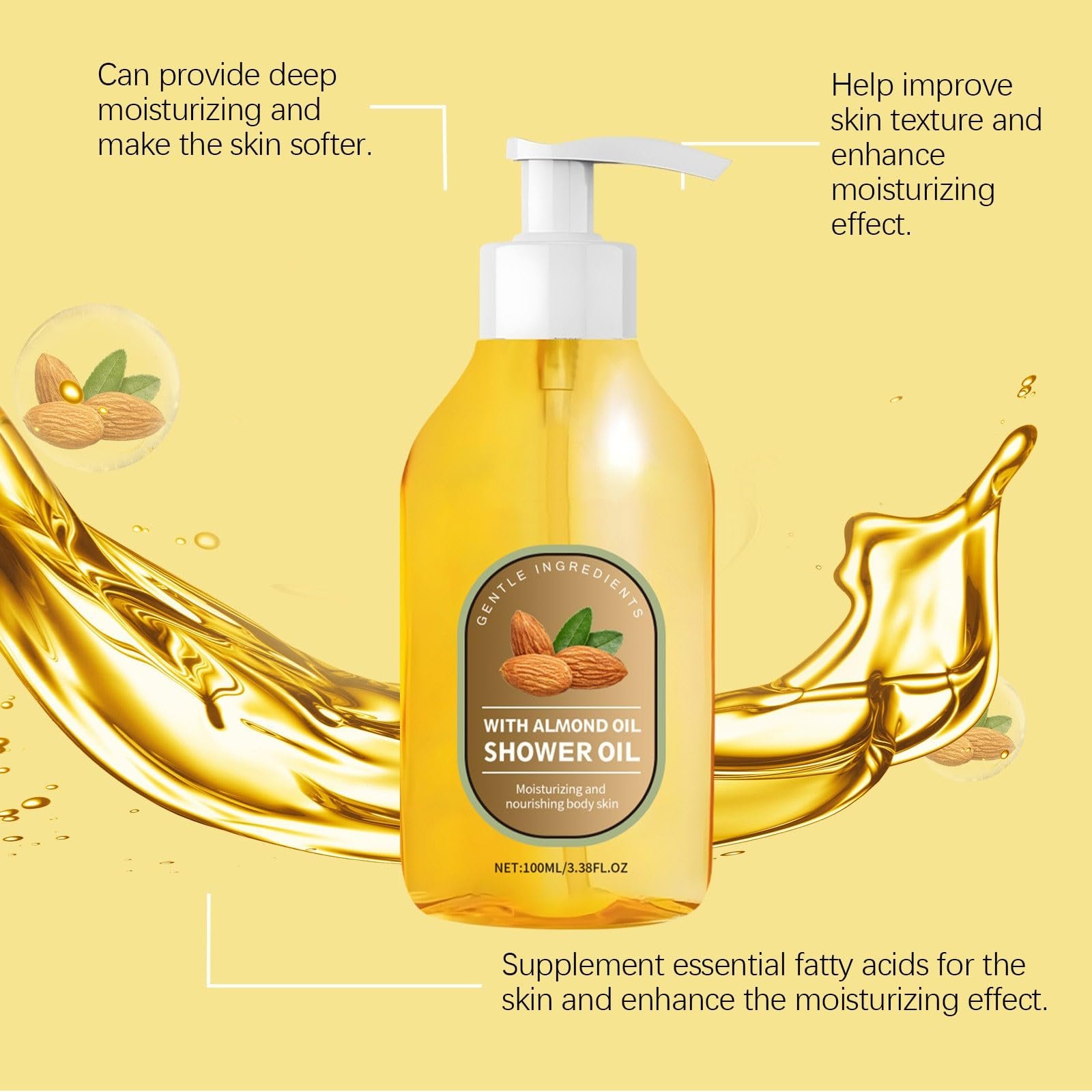 Олія для душу Зволожуюча з олією солодкого мигдалю та вітаміном E, фото №2