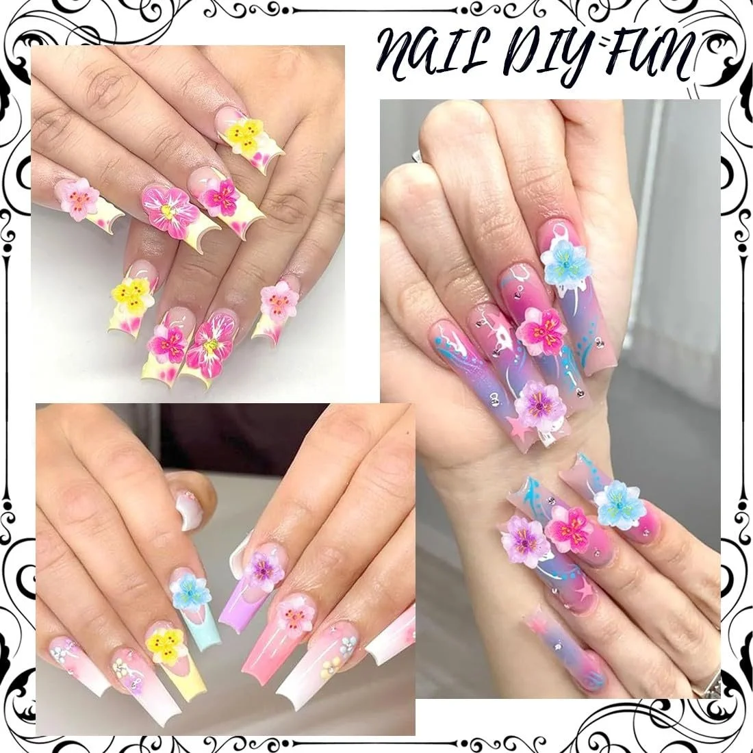 Украшения для ногтей Цветы 3D 60 шт Разноцветные, фото №3 Украшения для ногтей Цветы 3D 60 шт Разноцветные, фото №3