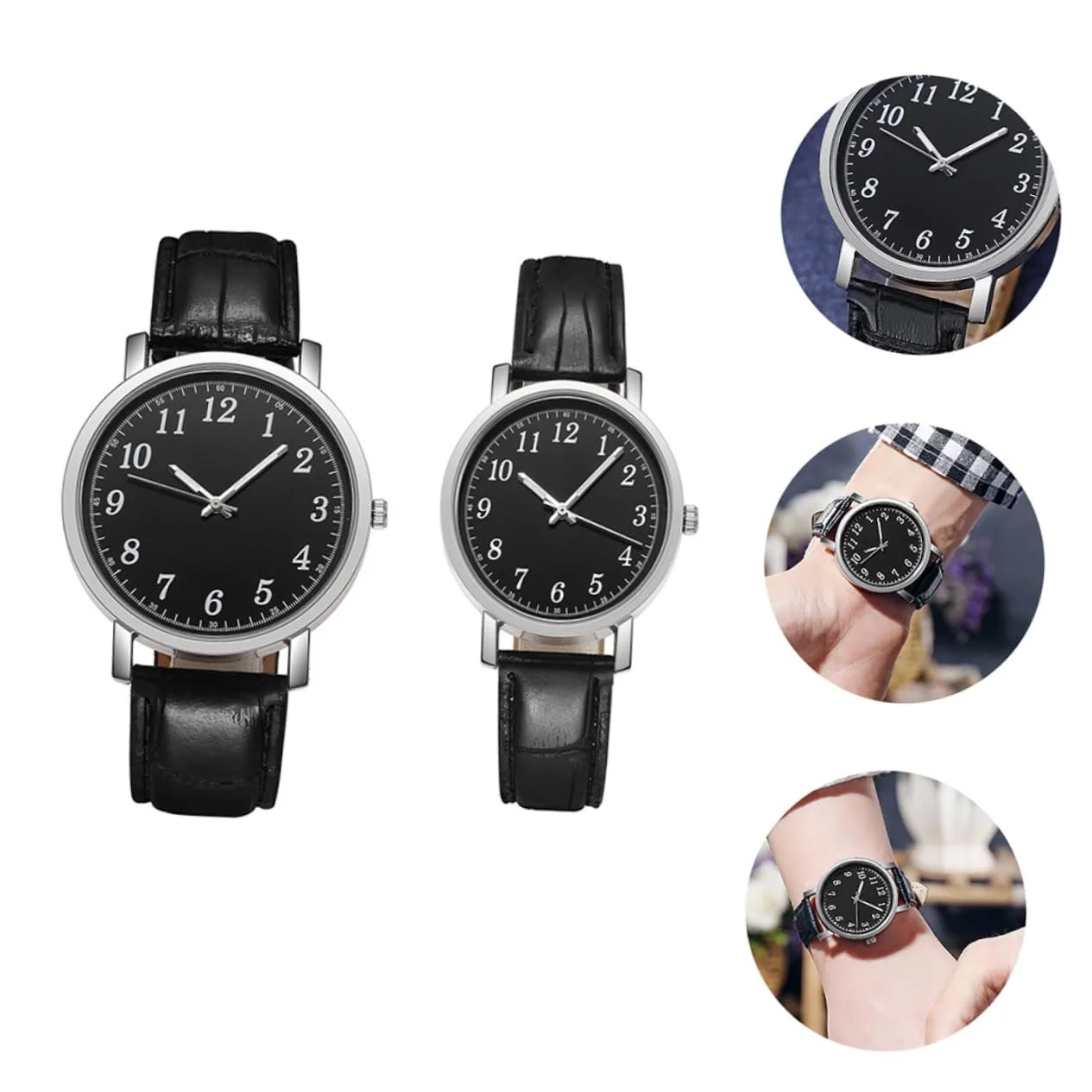 Набор часов Тип для него и для нее WRITWAA Кожа, прочный сплав, черный, Ремешок, фото №3 Набор часов Тип для него и для нее WRITWAA Кожа, прочный сплав, черный, Ремешок, фото №3